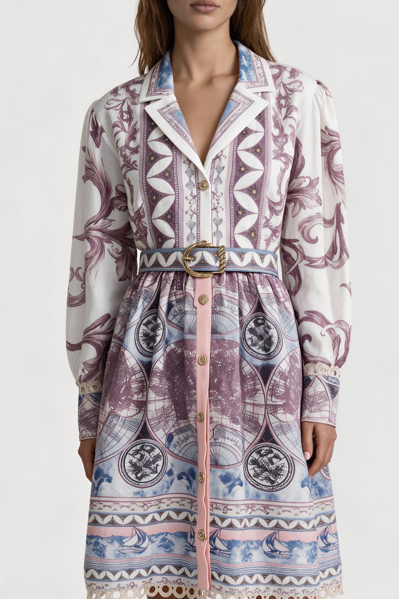 MSN Geometric Belted Shirt Dress 3