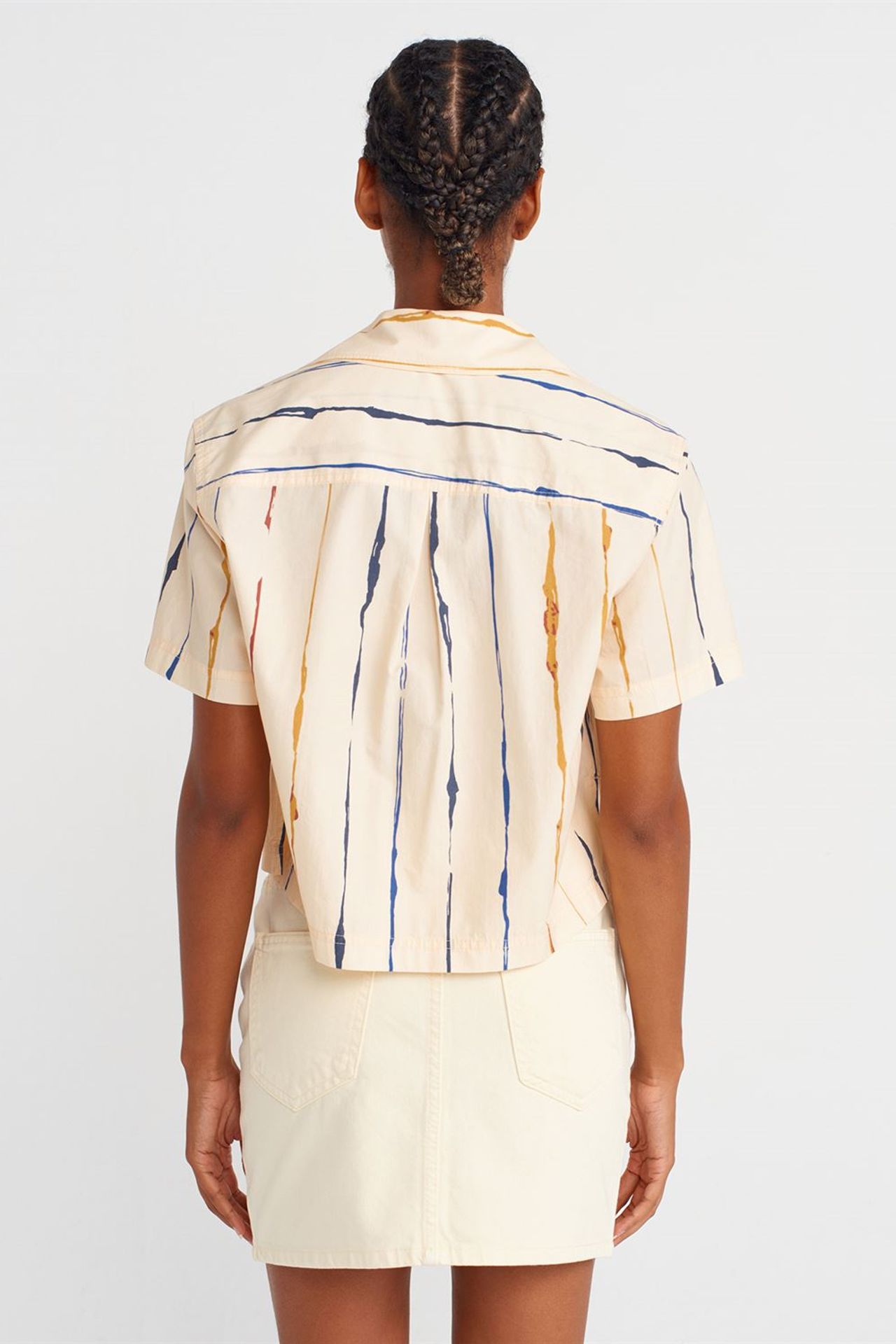 DILVIN Women’s Striped Crop Shirt 2