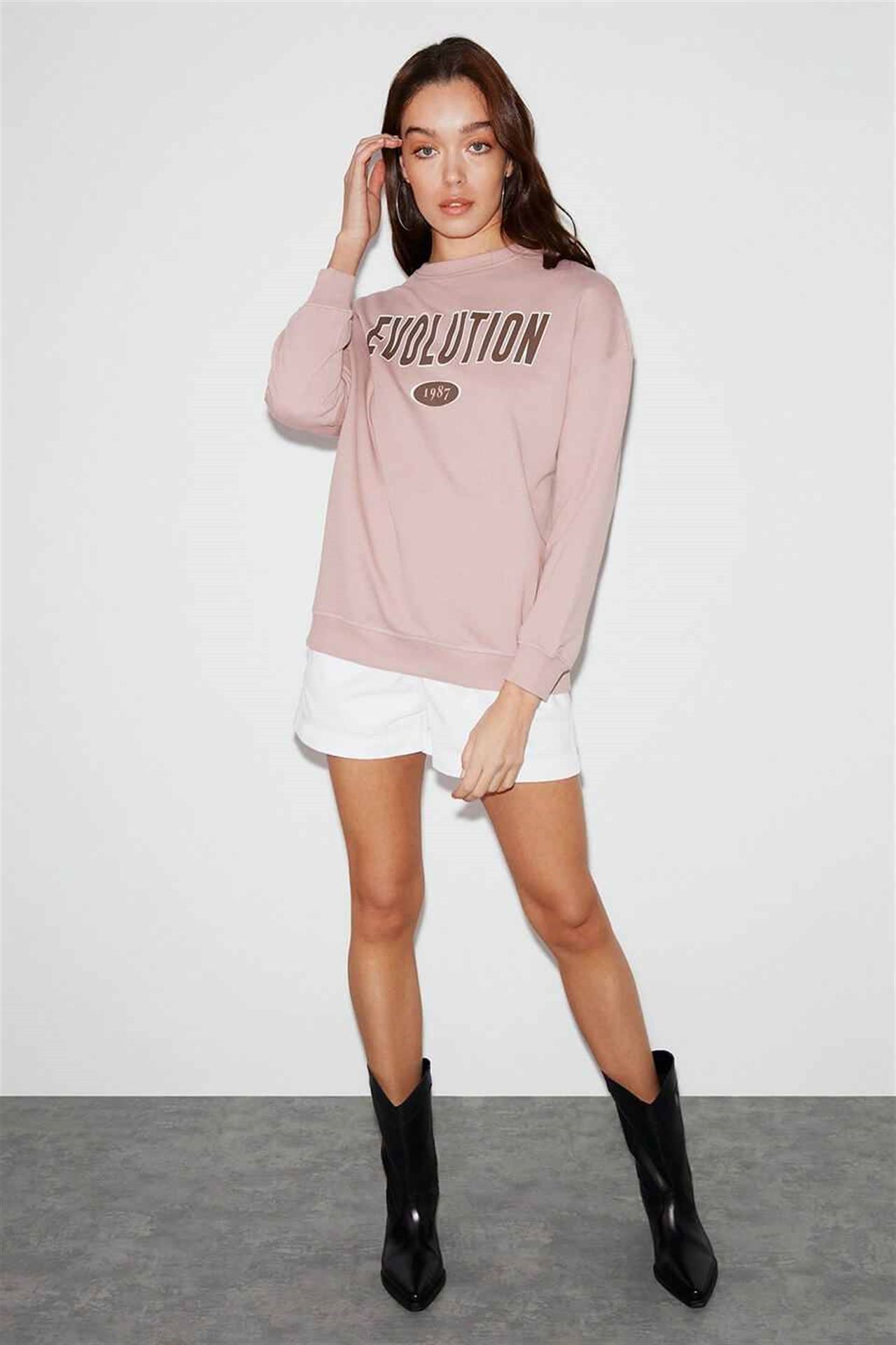 GRIMELANGE Oversized Printed Crew Neck Sweatshirt 5