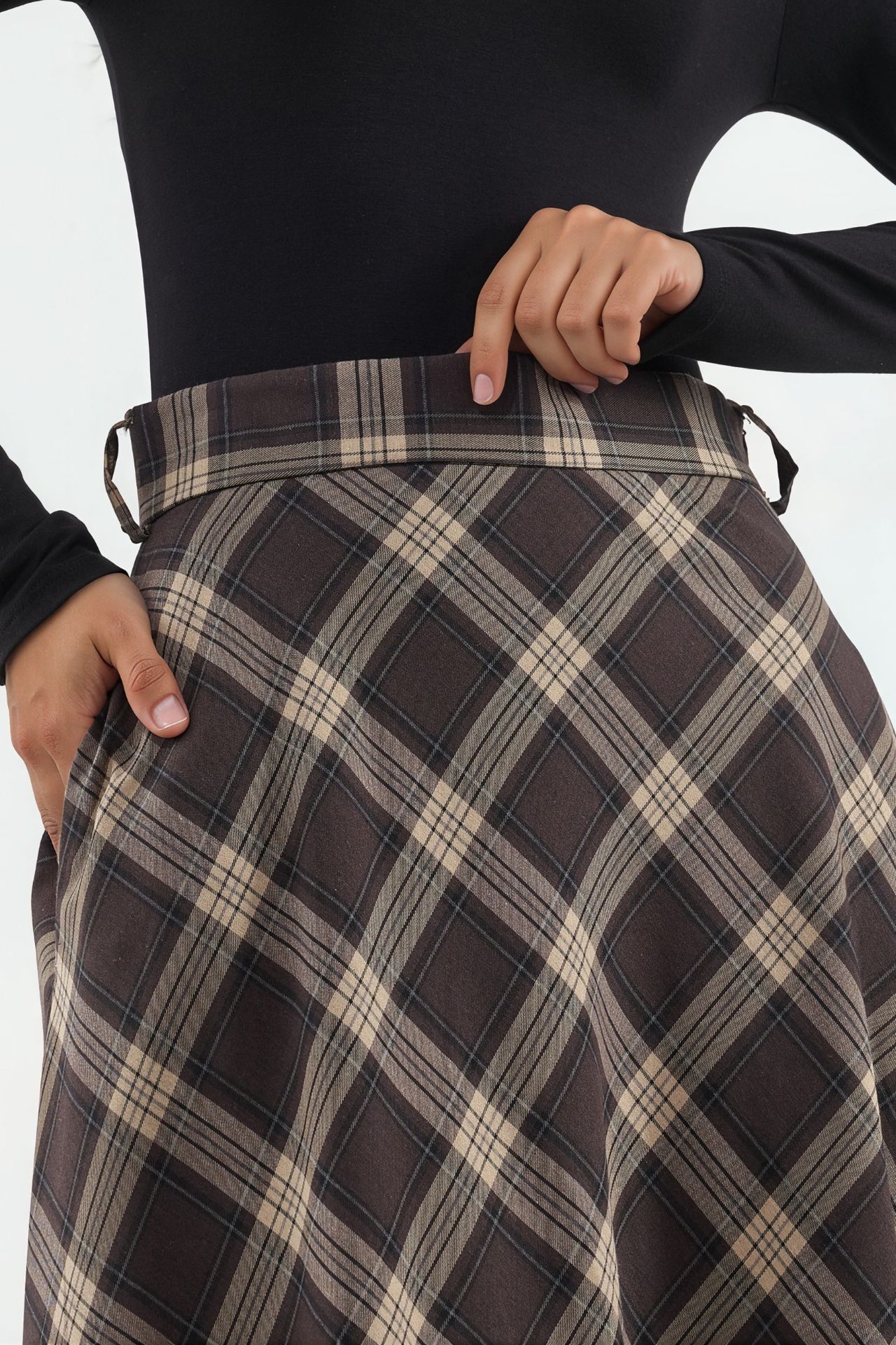 BDART High-Waist Plaid Maxi A-Line Skirt 4