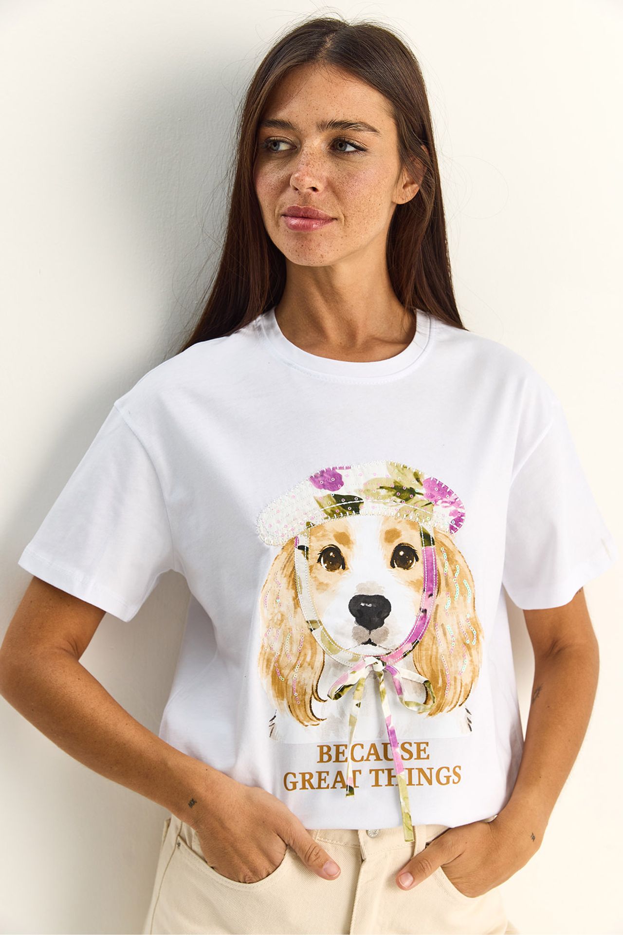 LUCCI Sequin Printed Crew Neck T-Shirt 2