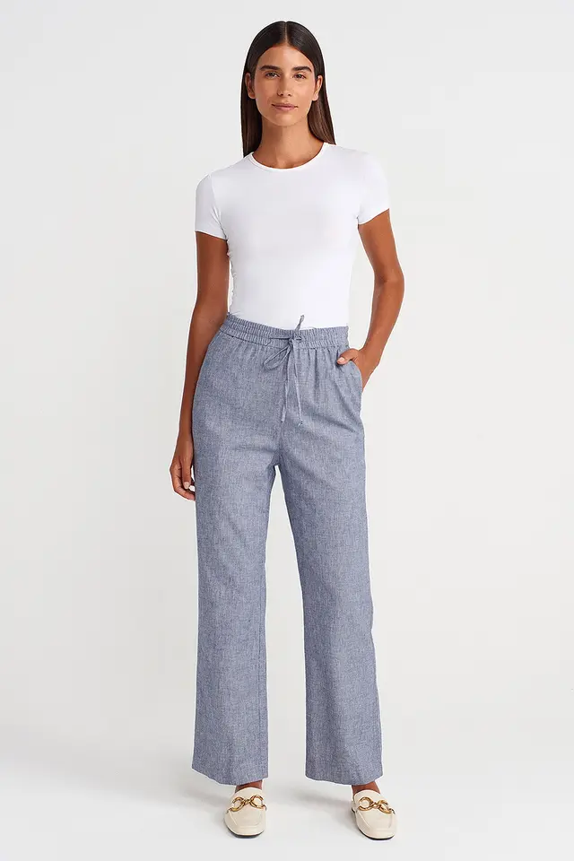DILVIN Wide-Leg Tencel Trousers With Drawstring Waist