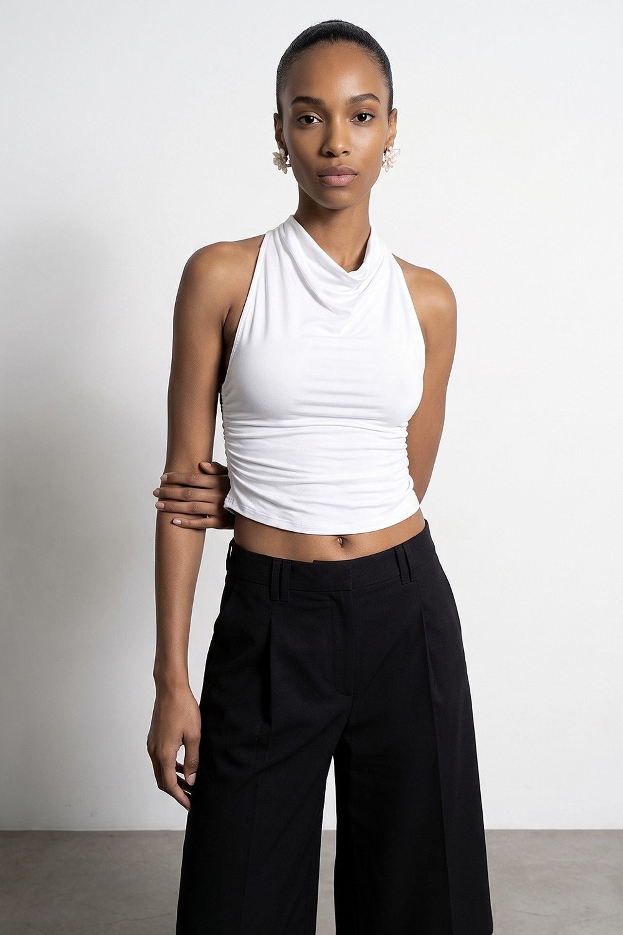DILVIN Sleeveless Backless Cowl Neck Blouse 3