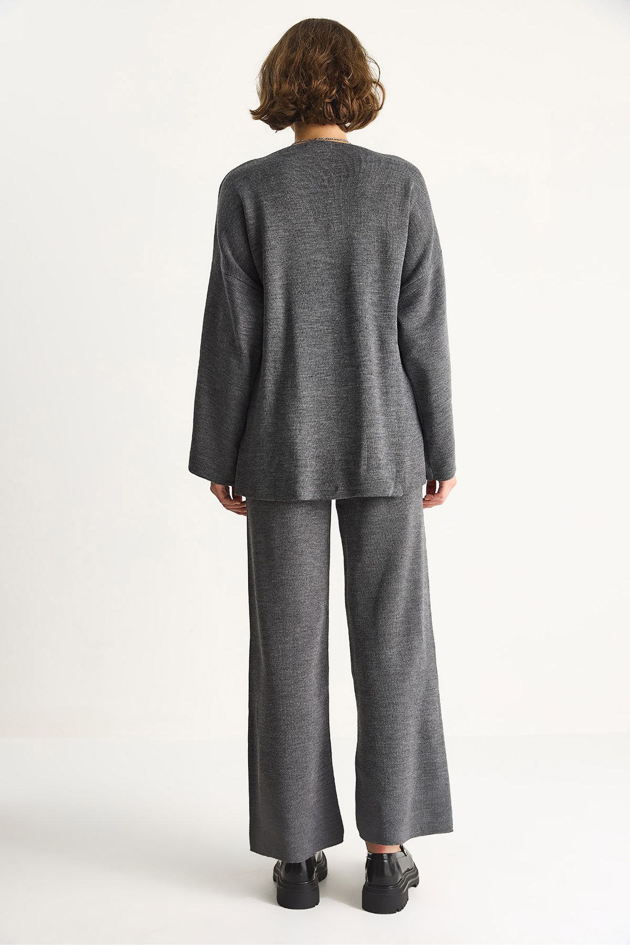 LUCCI Double Breasted Tie Blouse and Wide Leg Pants Set