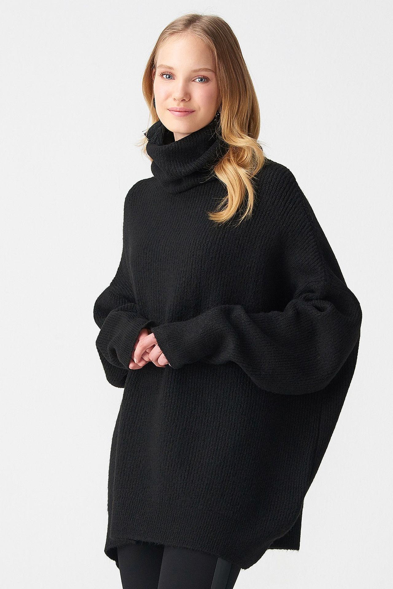 DILVIN Oversize Fitilli Balık Yaka Kazak 1