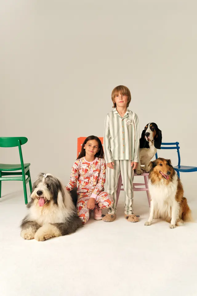 PENTI Girls' Fur-Ever Friends Long Sleeve Pajama Set
