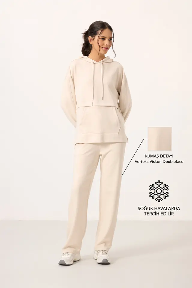 TOMMY Oversized Hooded Sweatshirt And Wide-Leg Pants Set