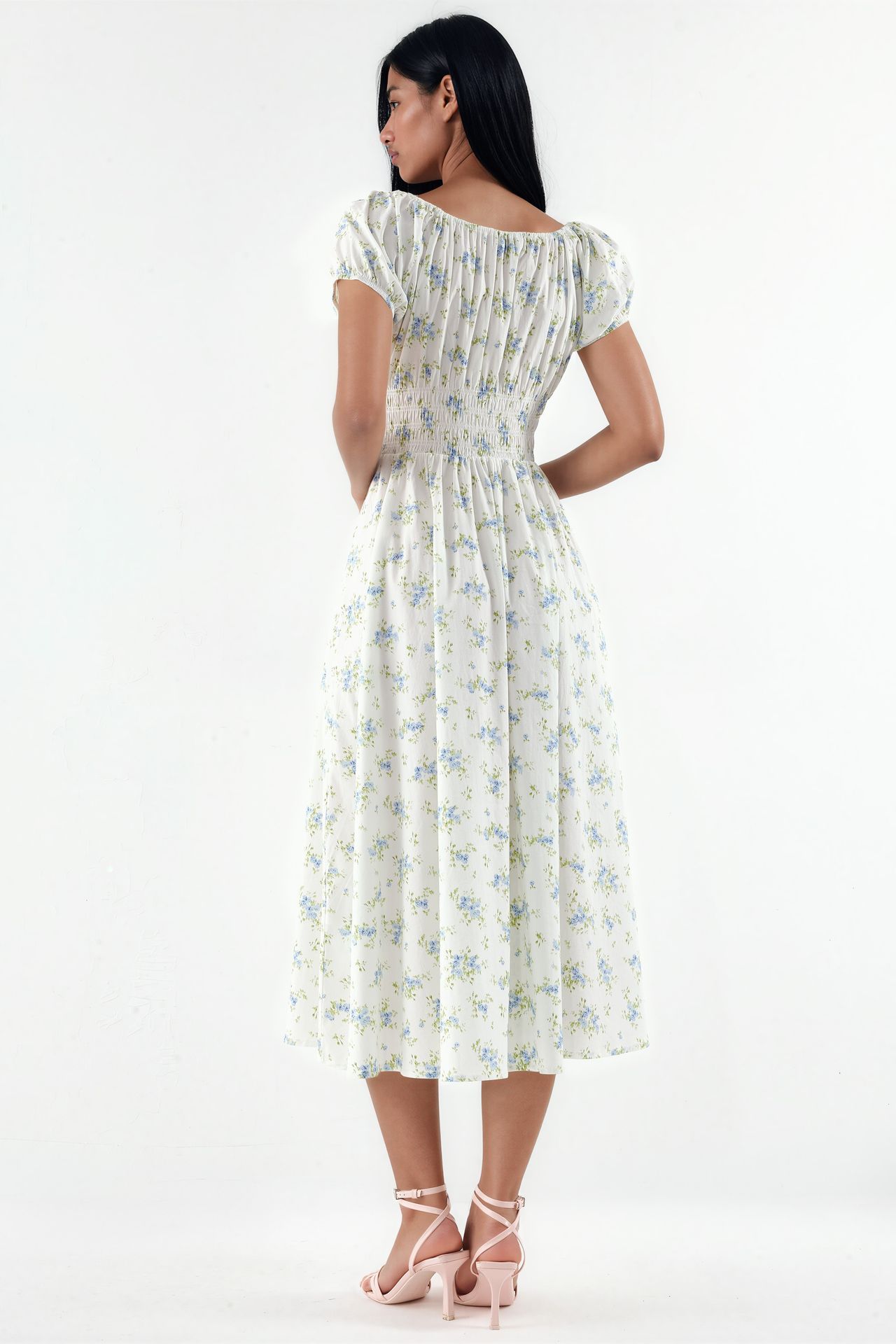 BUSEM Floral Cotton Poplin Midi Dress 3