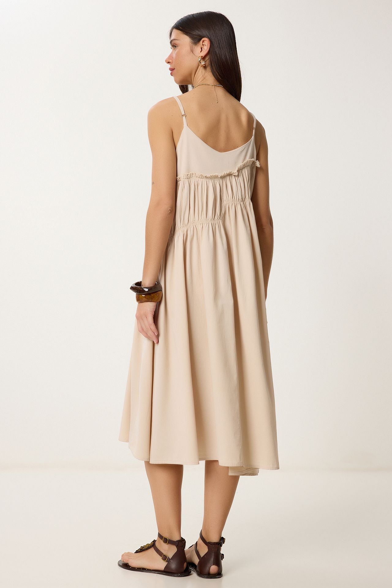 ISTANBUL Ruffled U Collar Midi Dress 5