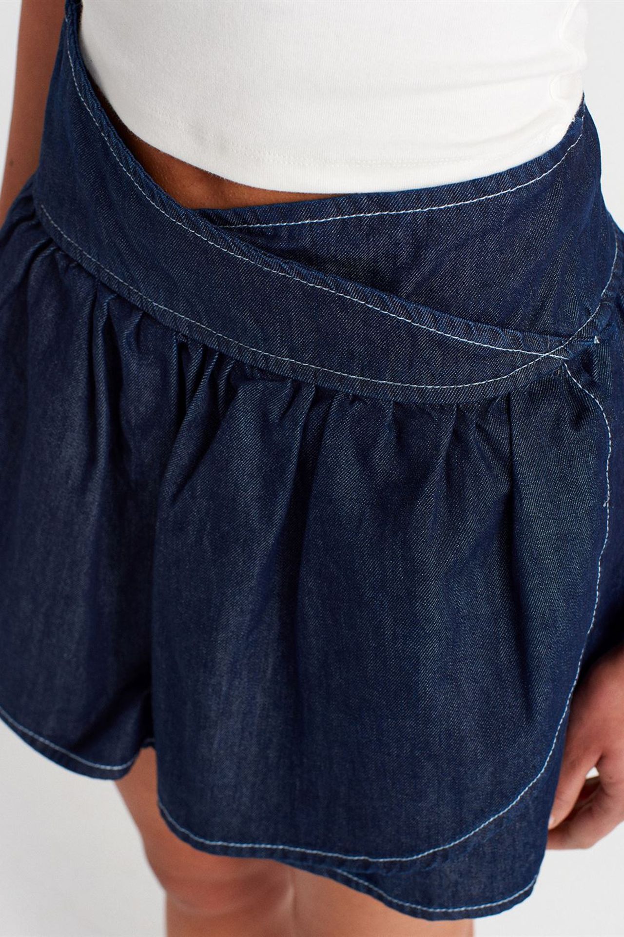 DILVIN Yüksek Bel Denim Mini Etek 3