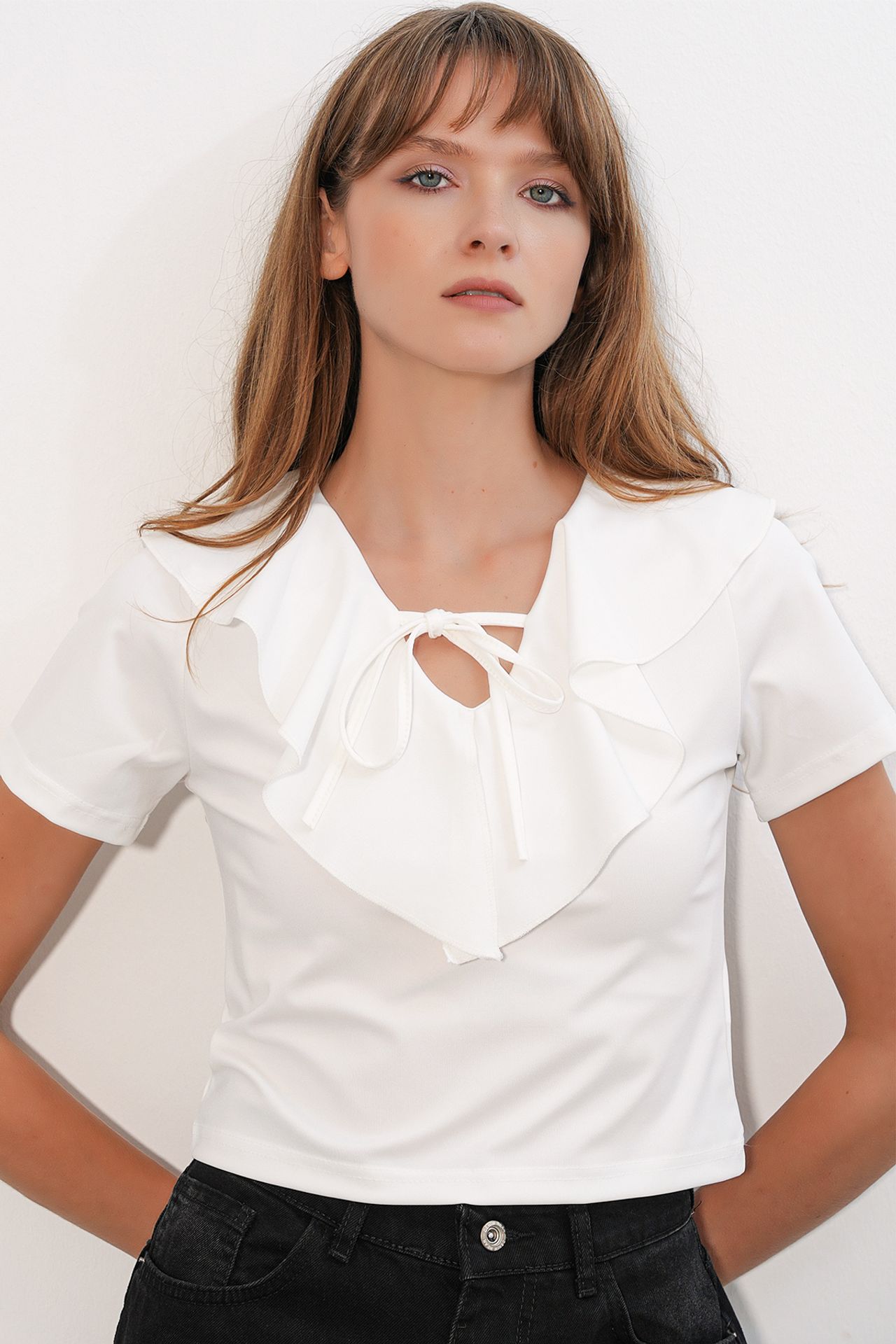 BDART Frilly Tie-Front Crop Top 1