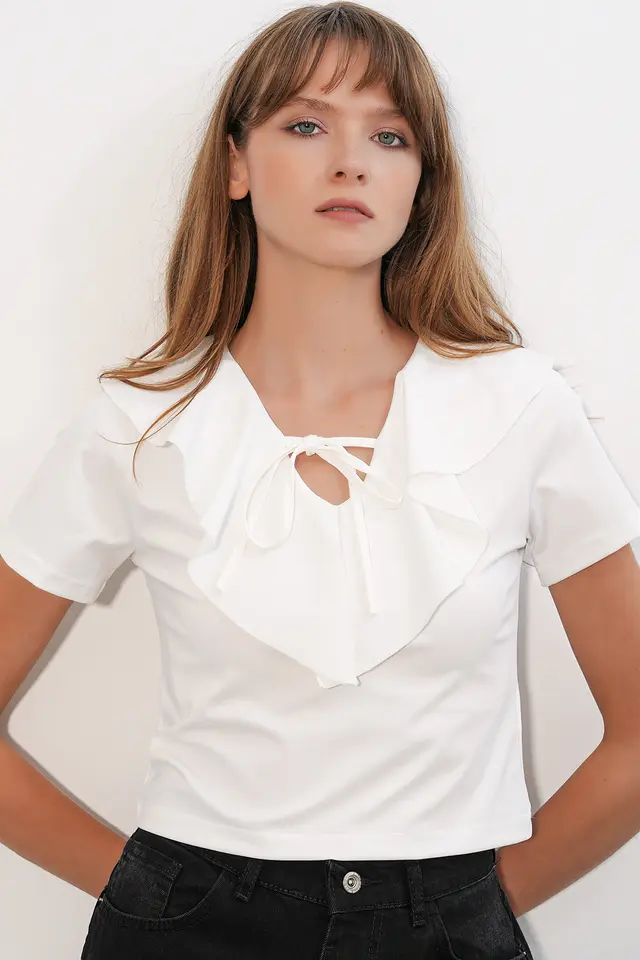 BDART Frilly Tie-Front Crop Top