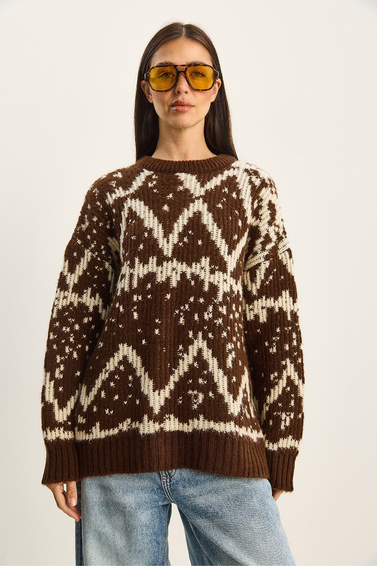 LUCCI Oversized Ethnic Knit Sweater 2