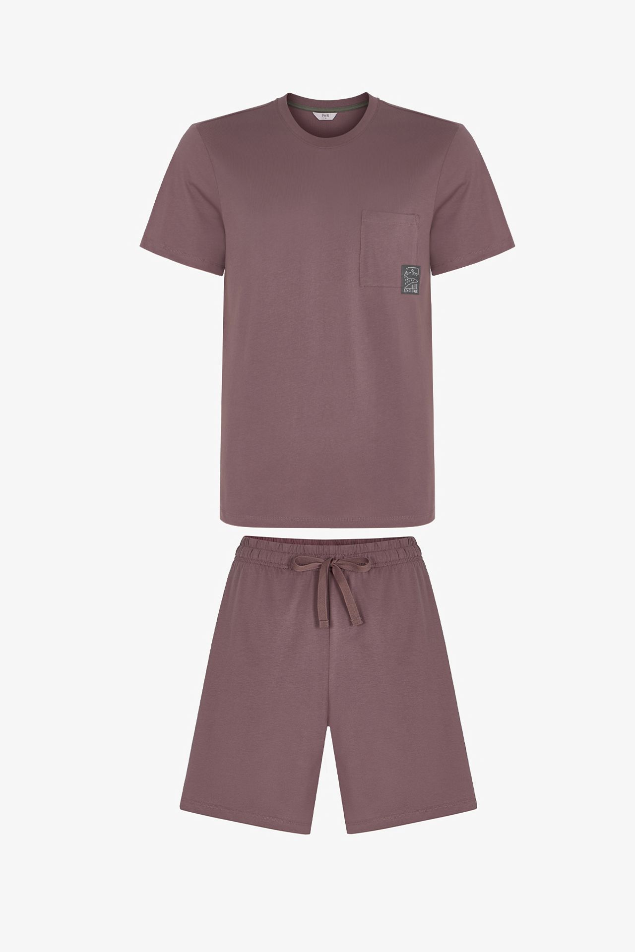 PENTI Men's Woodland Earth Short Sleeve Shorts Pajama Set 1