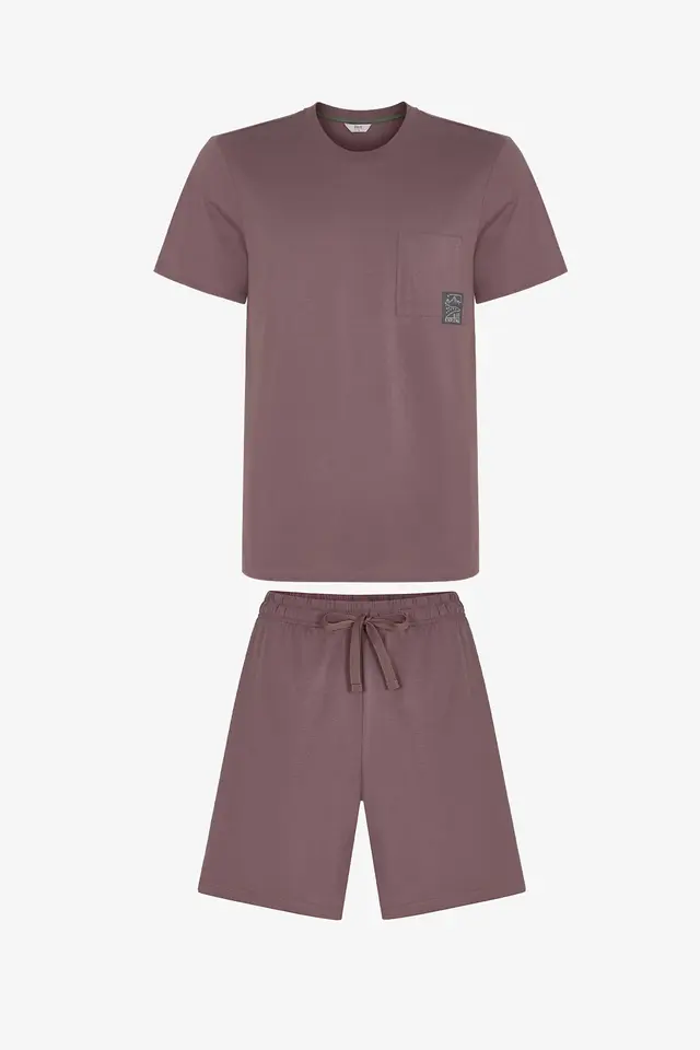 PENTI Men's Woodland Earth Short Sleeve Shorts Pajama Set