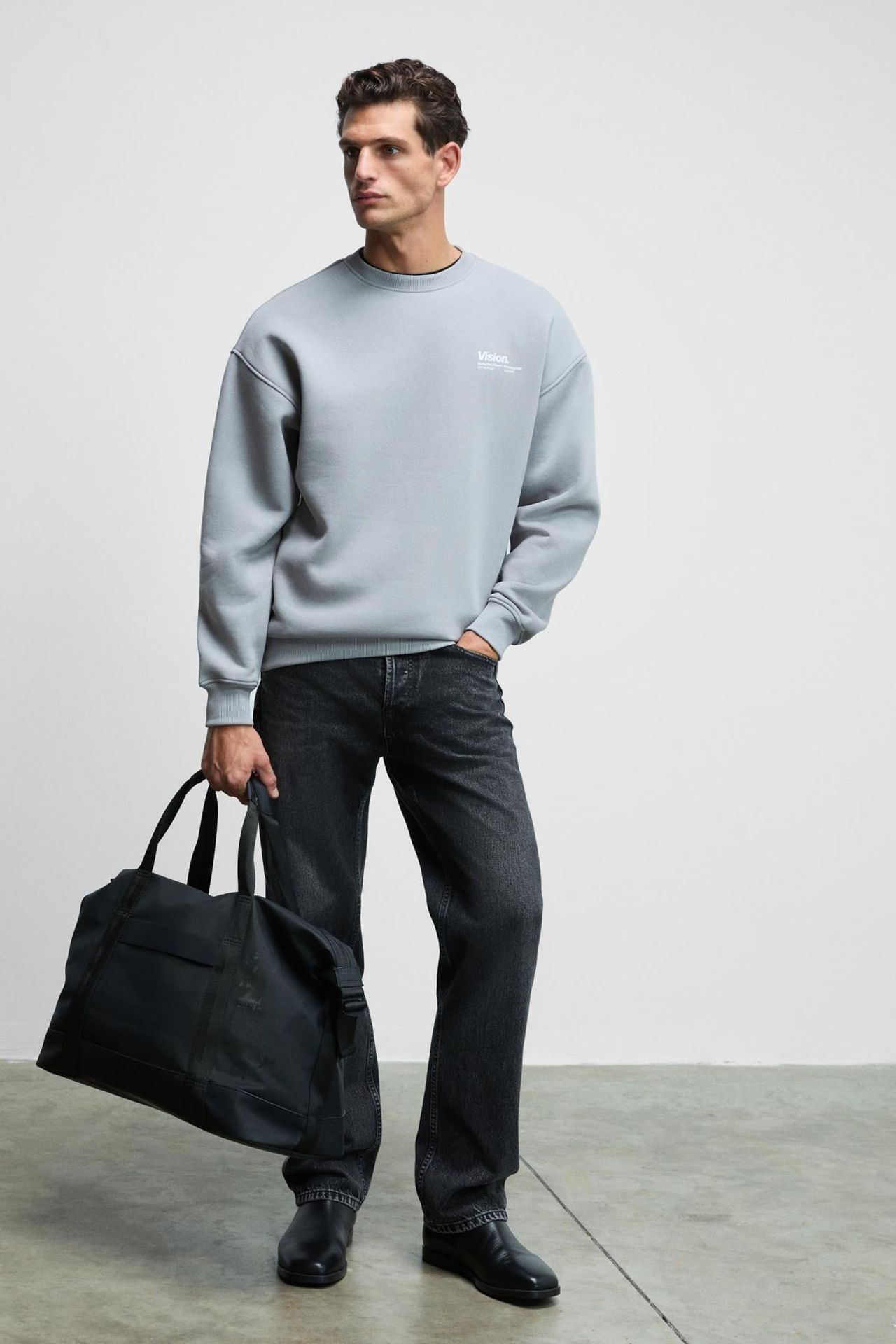 GRIMELANGE Baskılı Geniş Kalıp Bisiklet Yaka Sweatshirt 6