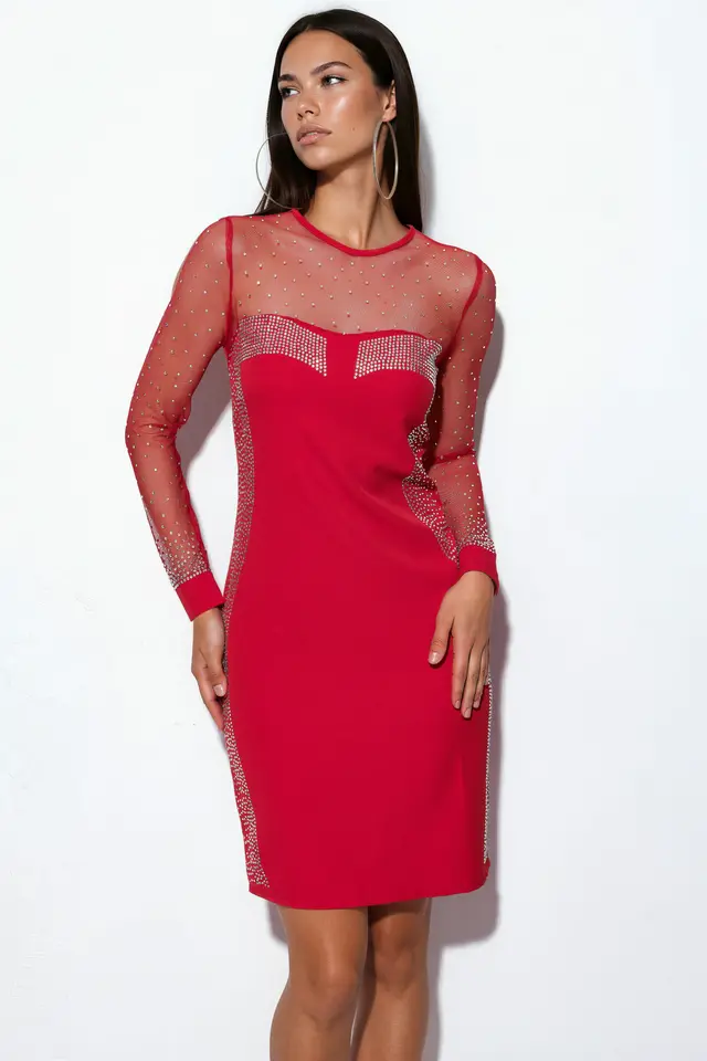 MSN Sequin Bodycon Mini Dress With Stone Detail