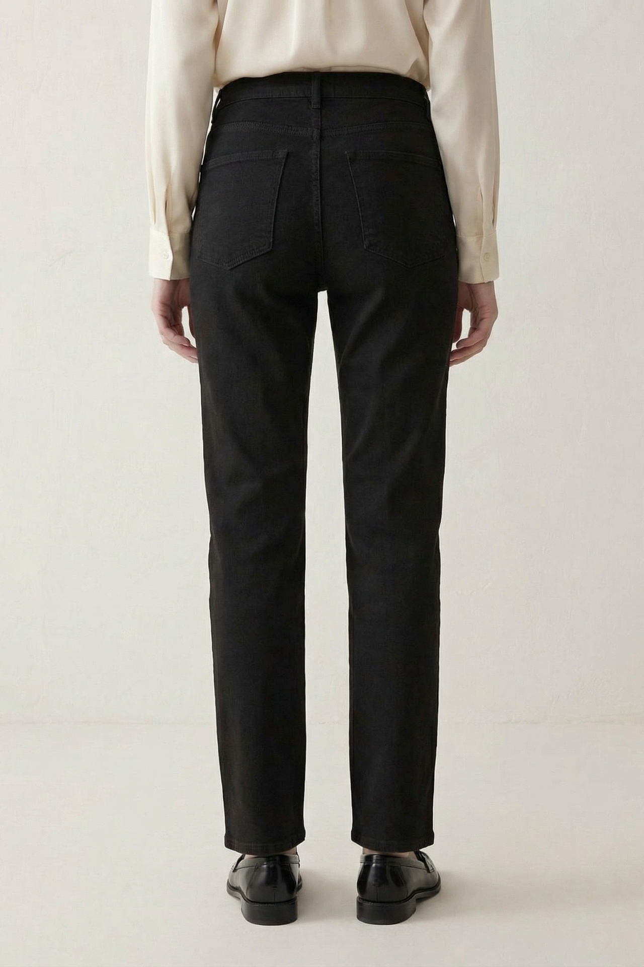 MY FASHION High Waist Straight Leg Denim Pants with Pockets 4