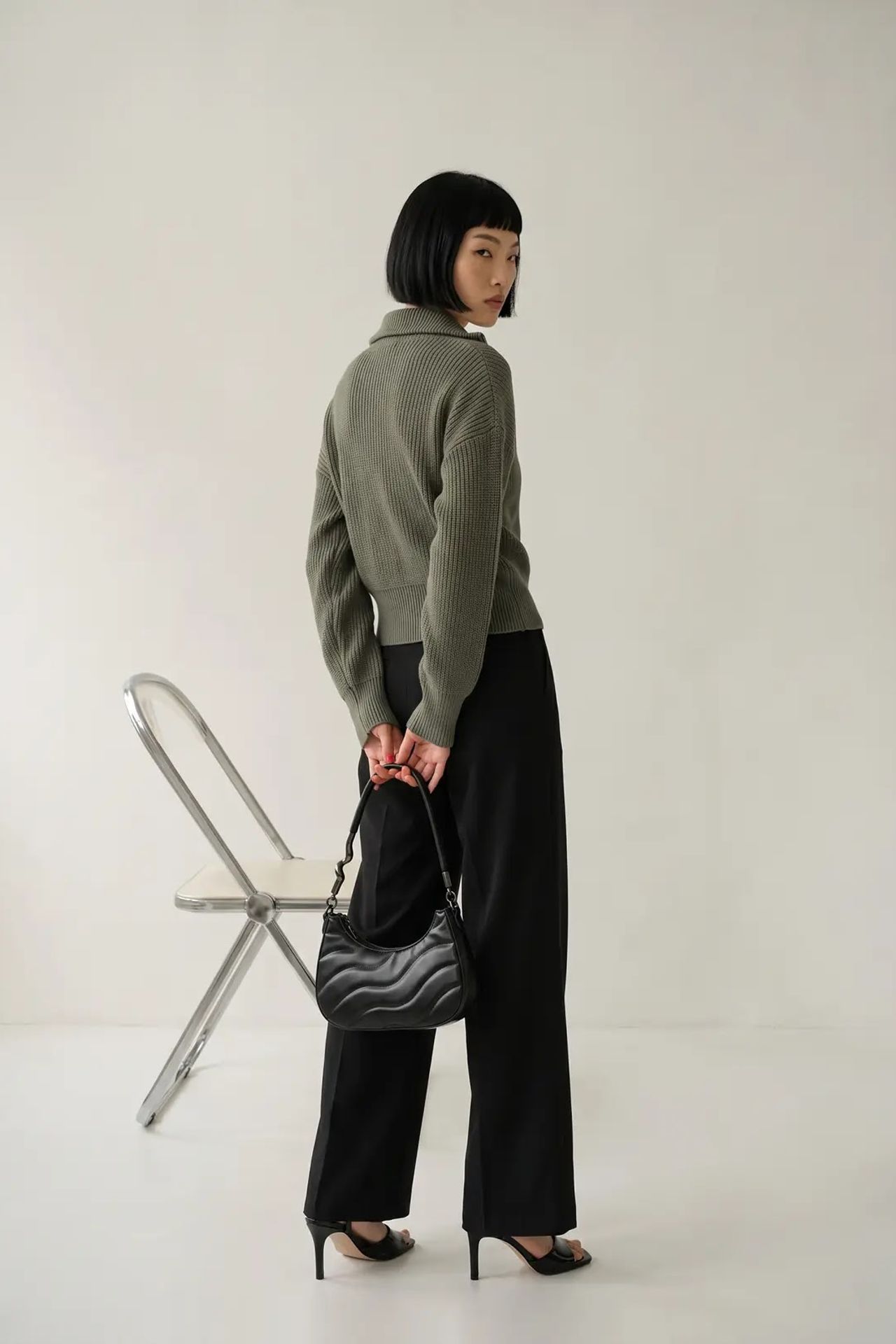 MY FASHION Açık Ön Basit Örgü Hırka 4