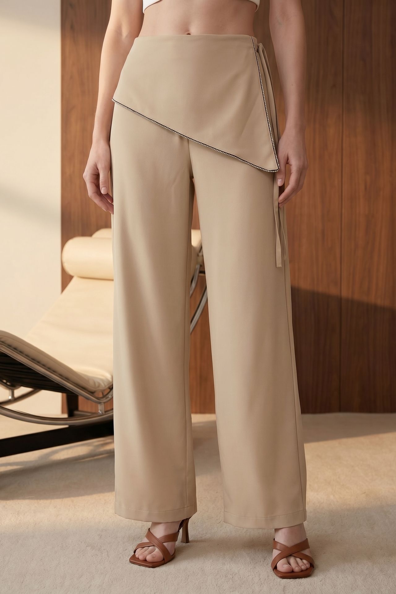 MY FASHION High-Waist Wide-Leg Crepe Trousers 2