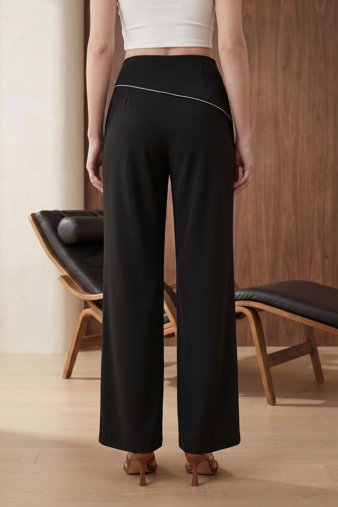MY FASHION High-Waist Wide-Leg Crepe Trousers 6