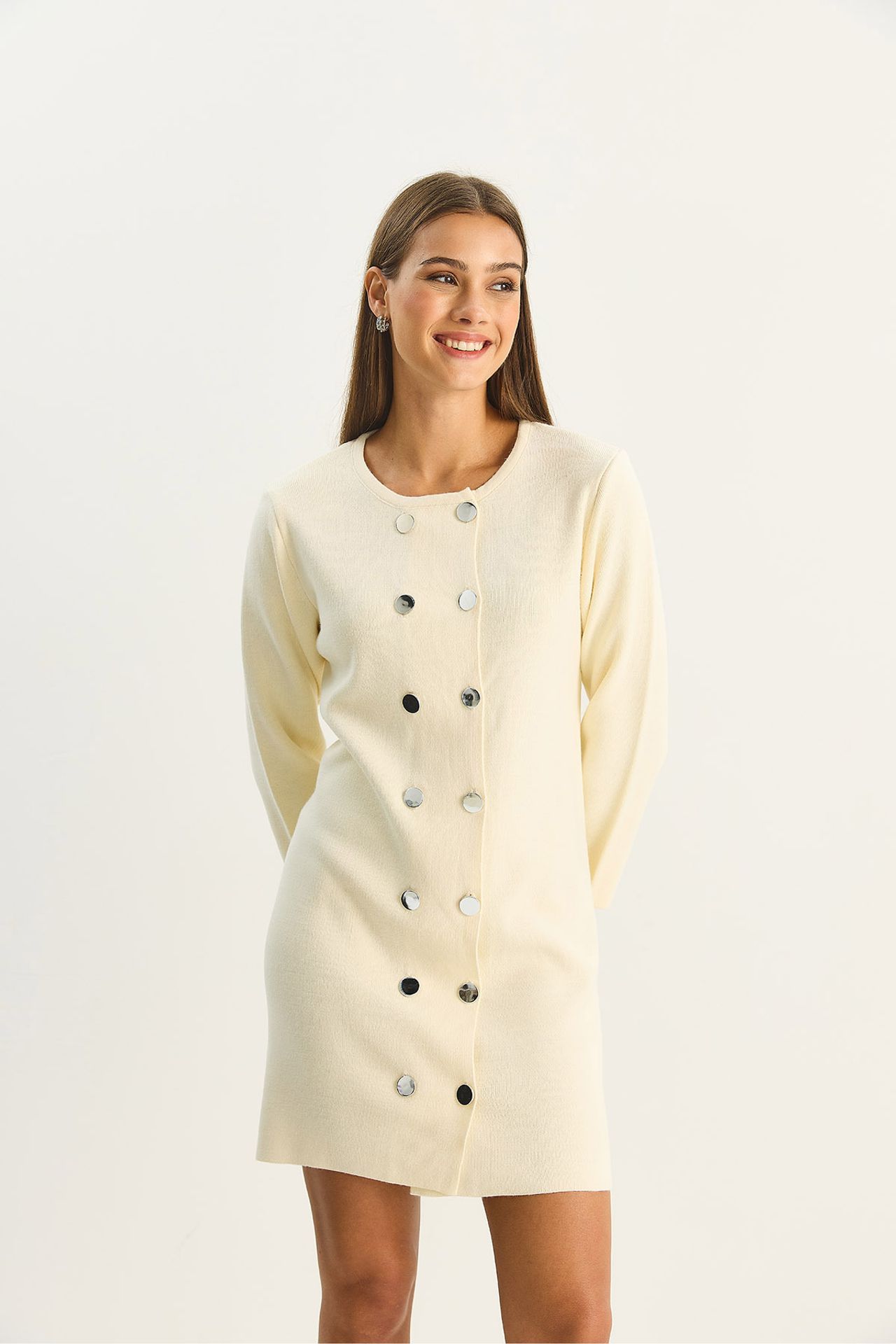 LUCCI Knit Mini Dress with Buttoned 5