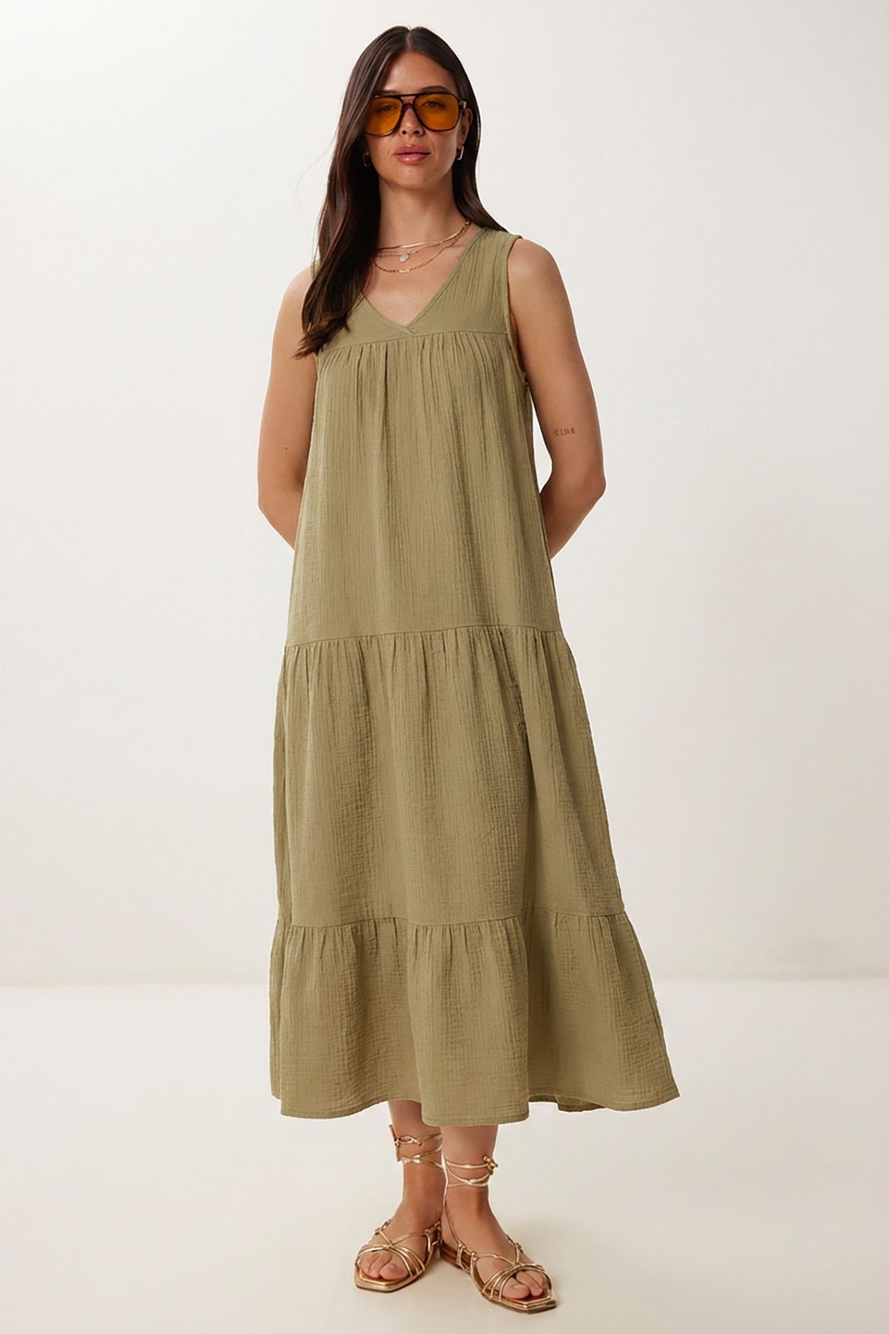 ISTANBUL Frilly V-Neck Midi Dress 1