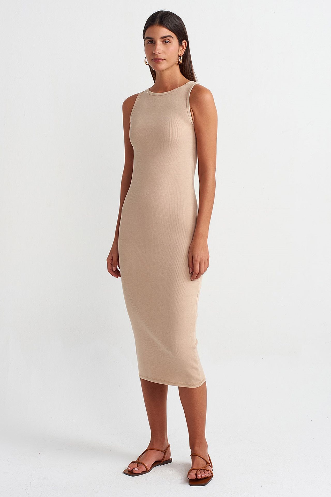 DILVIN Sleeveless Bodycon Midi Dress 1