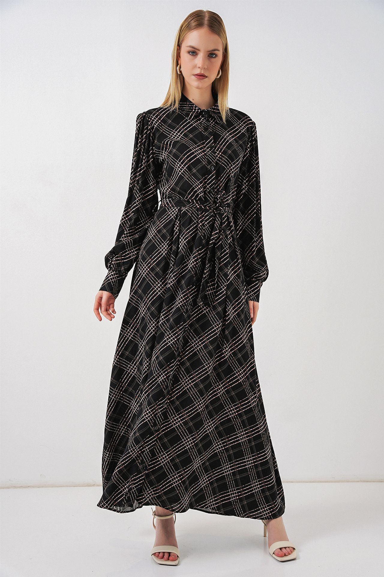BDART Plaid Midi Shirt Dress with Button Closure 4
