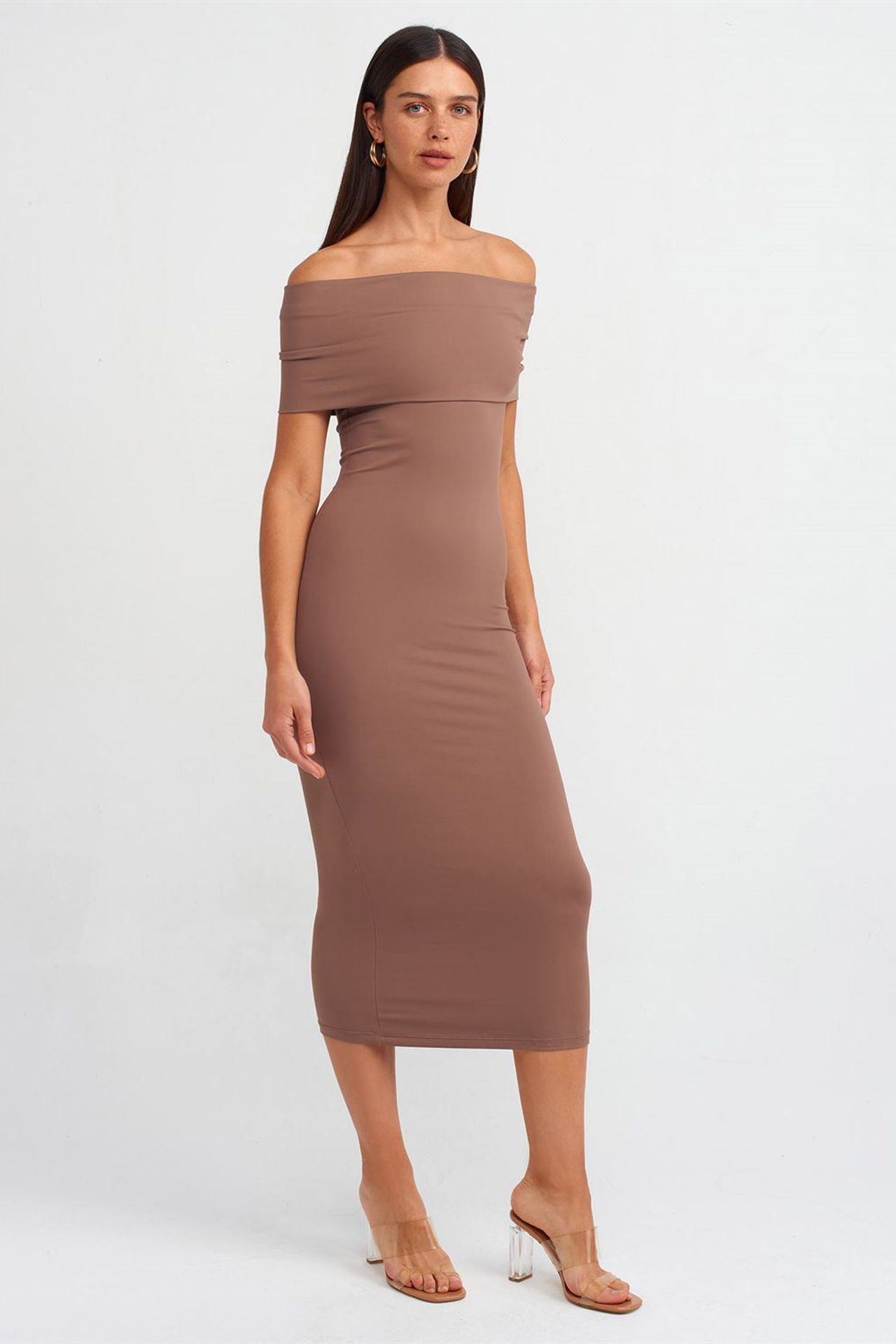DILVIN Off-Shoulder Bodycon Midi Dress 4