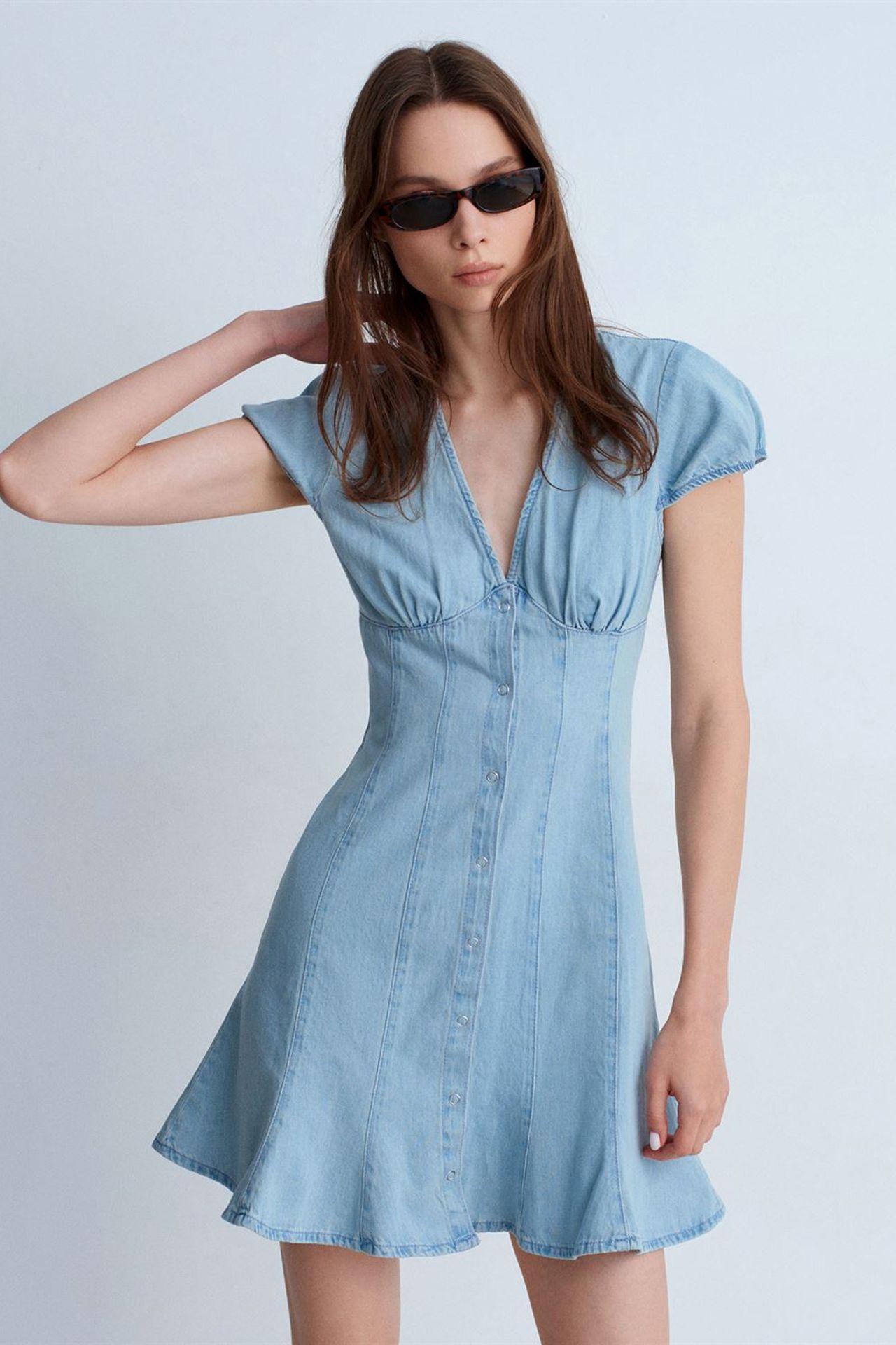 DILVIN Mini Denim A-line Dress 4