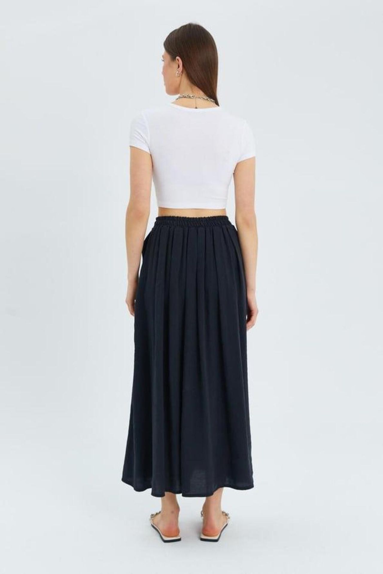 Mixray High-Waisted Long Skirt with Pockets 6