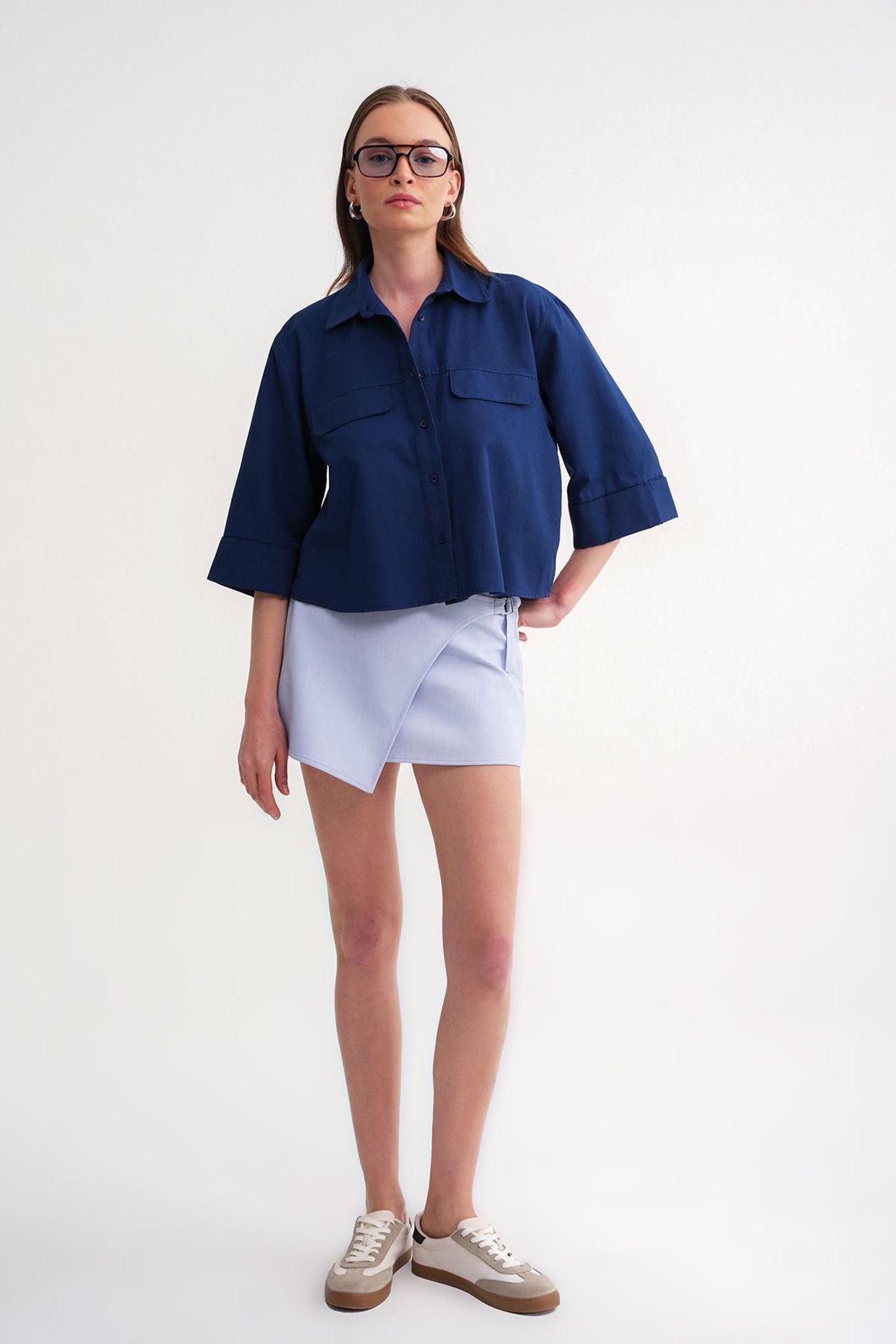 Mixray Short Sleeve Crop Poplin Shirt 2
