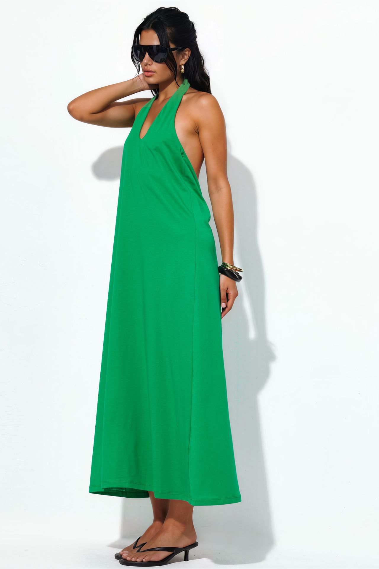 BUSEM Cotton Midi Halter Dress With Slit 2