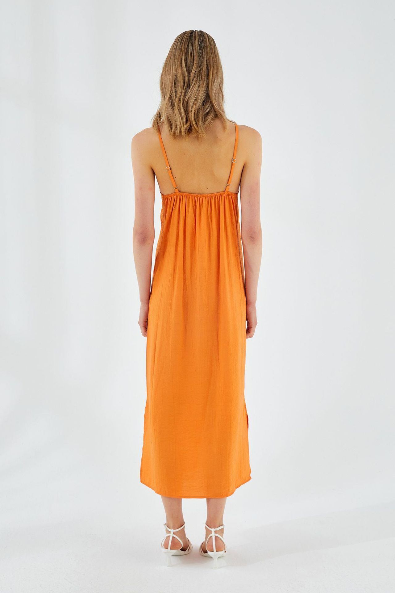 Mixray V-Neck Slit Midi Dress 6