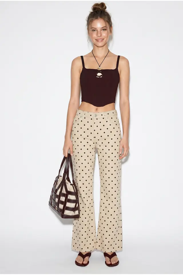 LUCCI Women’s Mid-Waist Polka Dot Flare Jeans