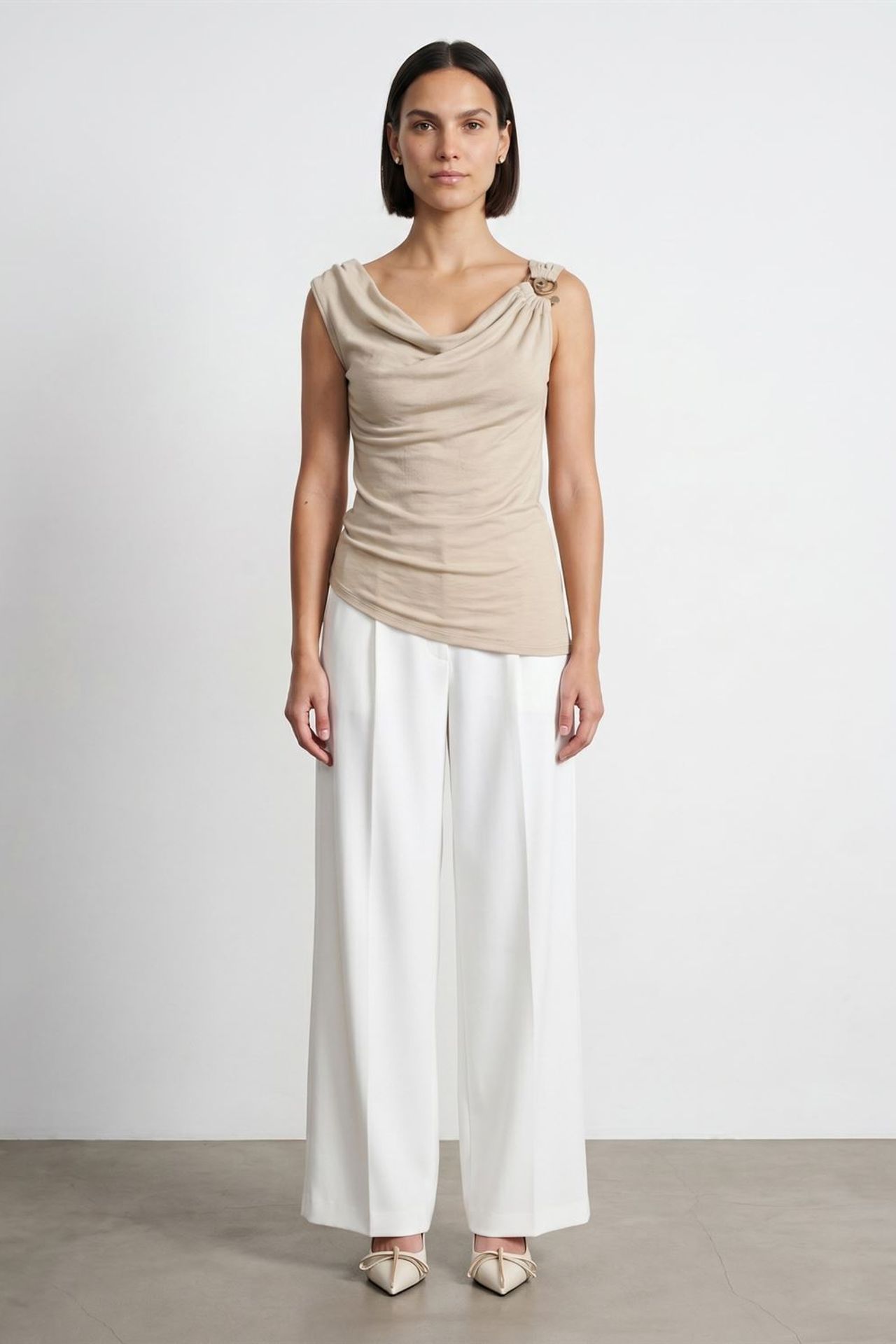 DILVIN Sleeveless Cowl Neck Shell Top 1