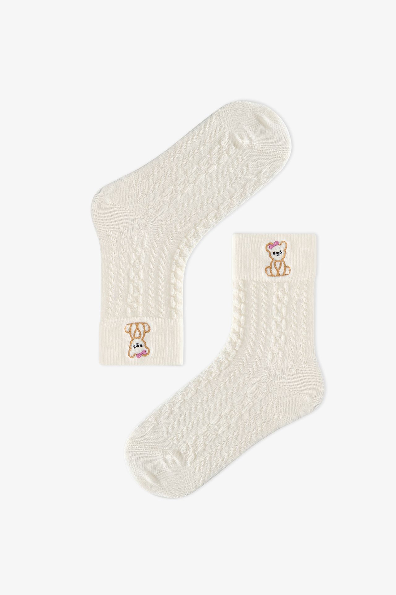 PENTI Girls' Marsmelov Cutie Bear Cotton Pair Crew Socks 3
