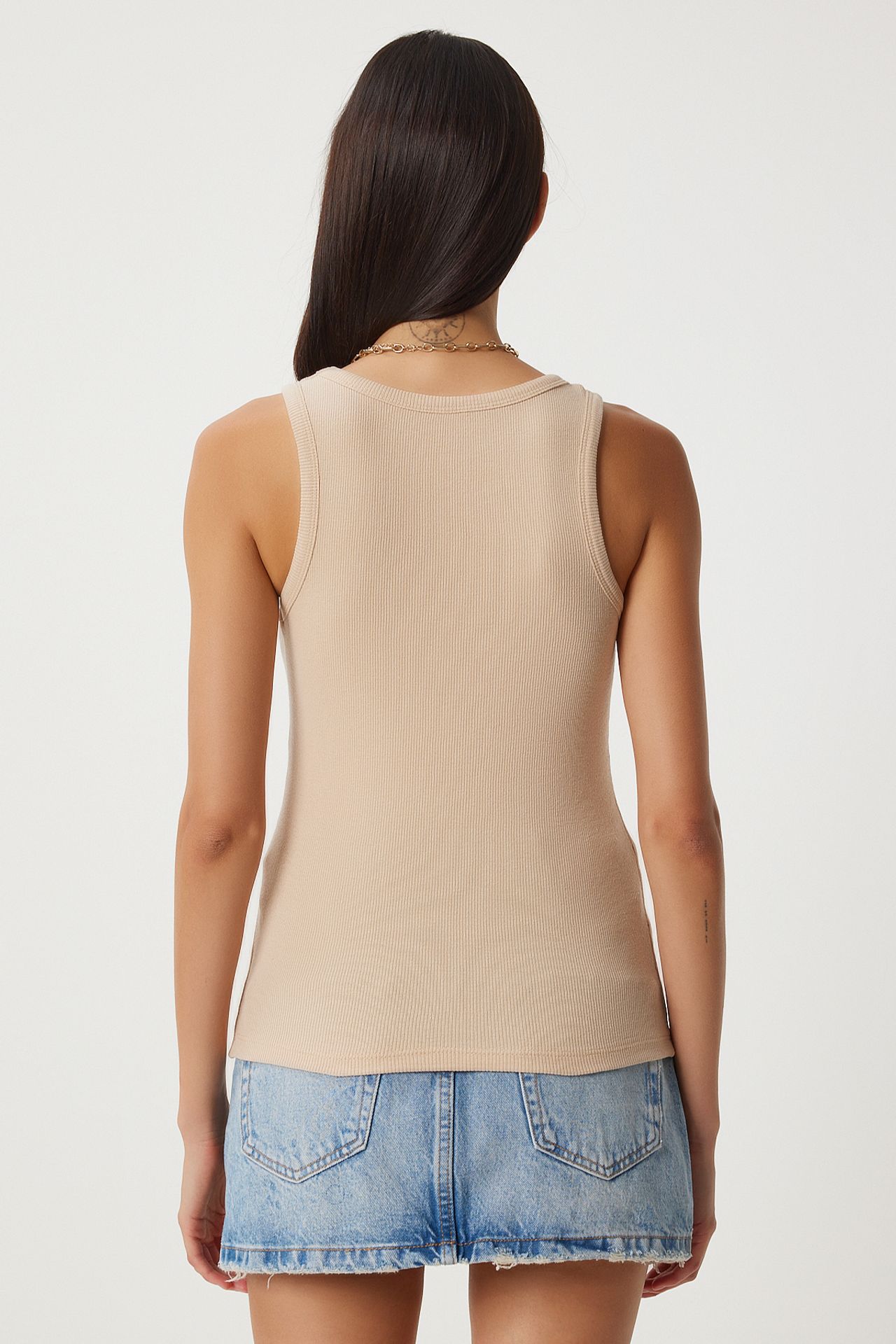 ISTANBUL Fitted Cotton U Collar Tank Top 6