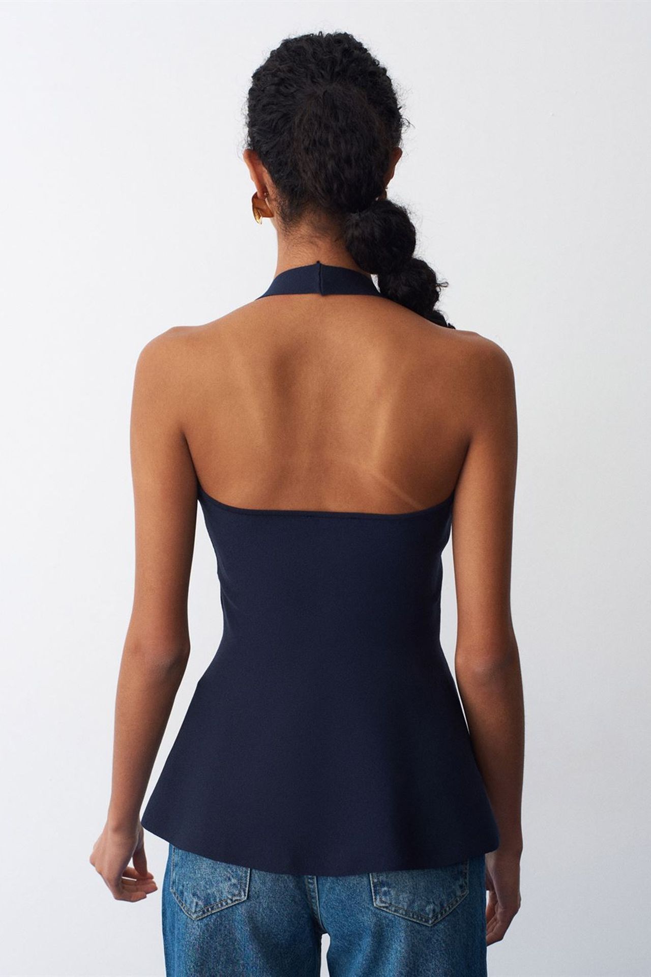 DILVIN Seamless Halter Peplum Blouse 3