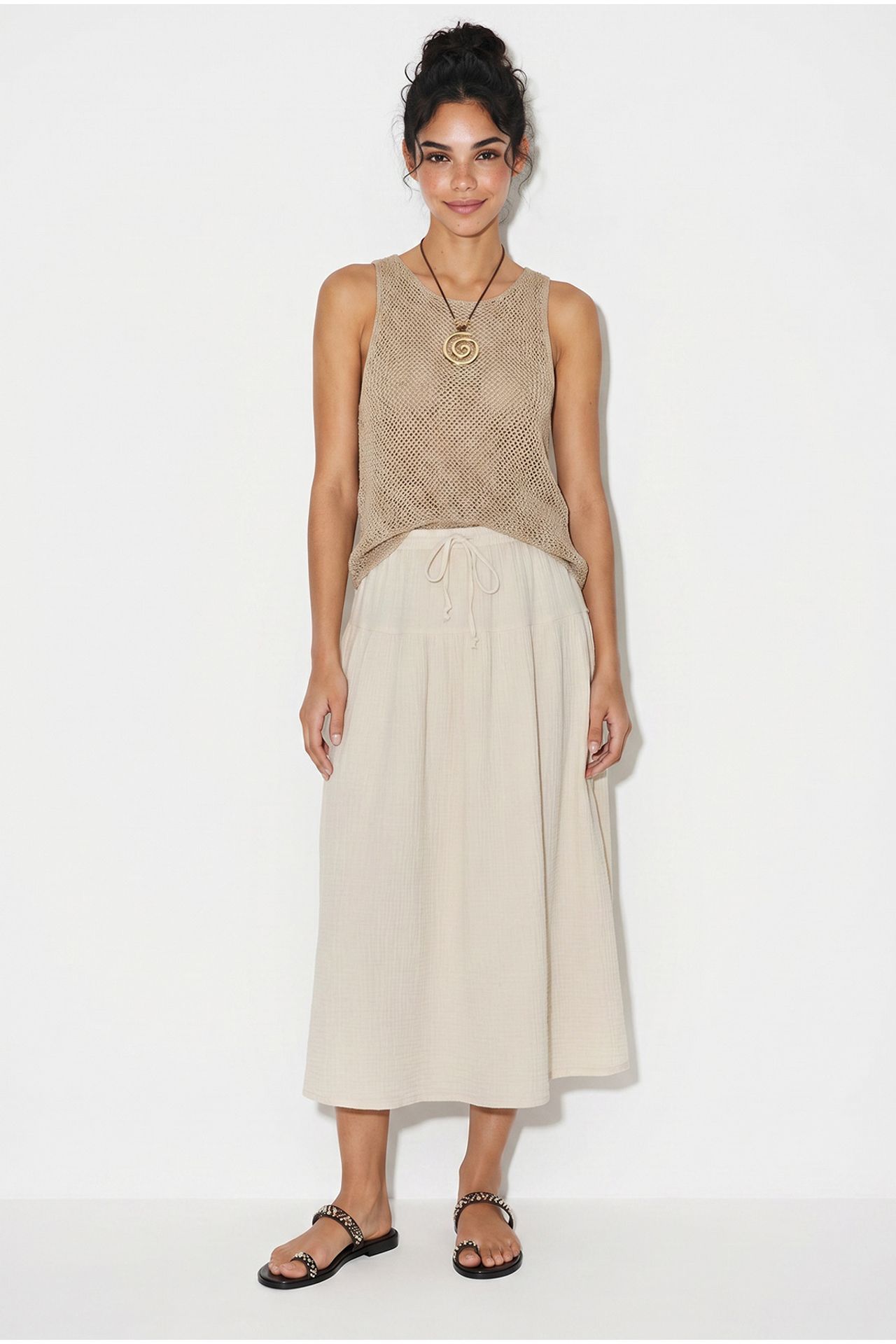 LUCCI High-Waist Midi A-Line Skirt 5