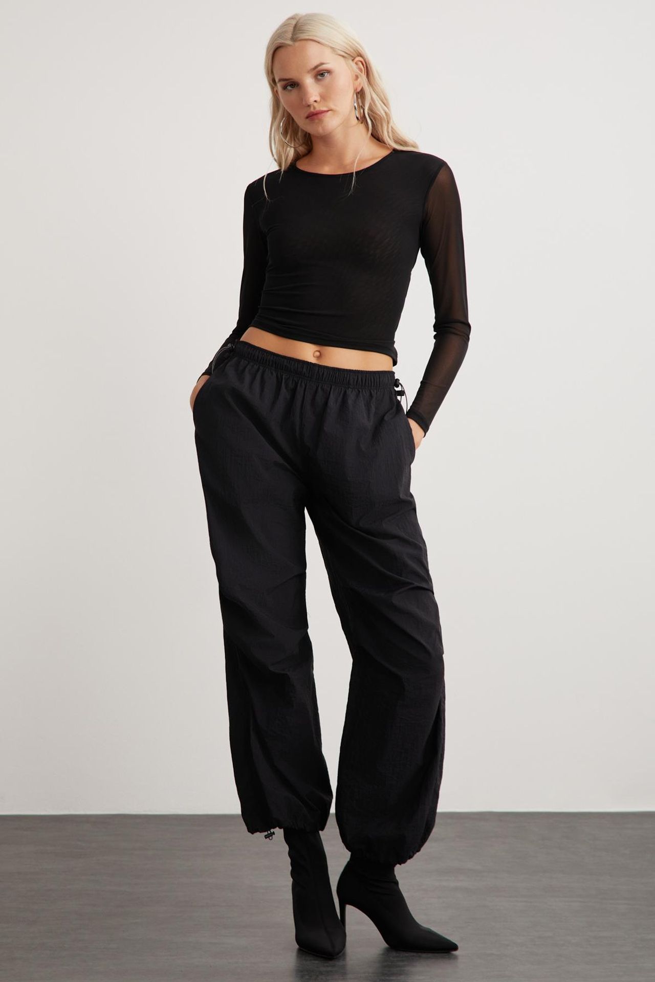 GRIMELANGE Tie-Front Tulle Crop Top 2
