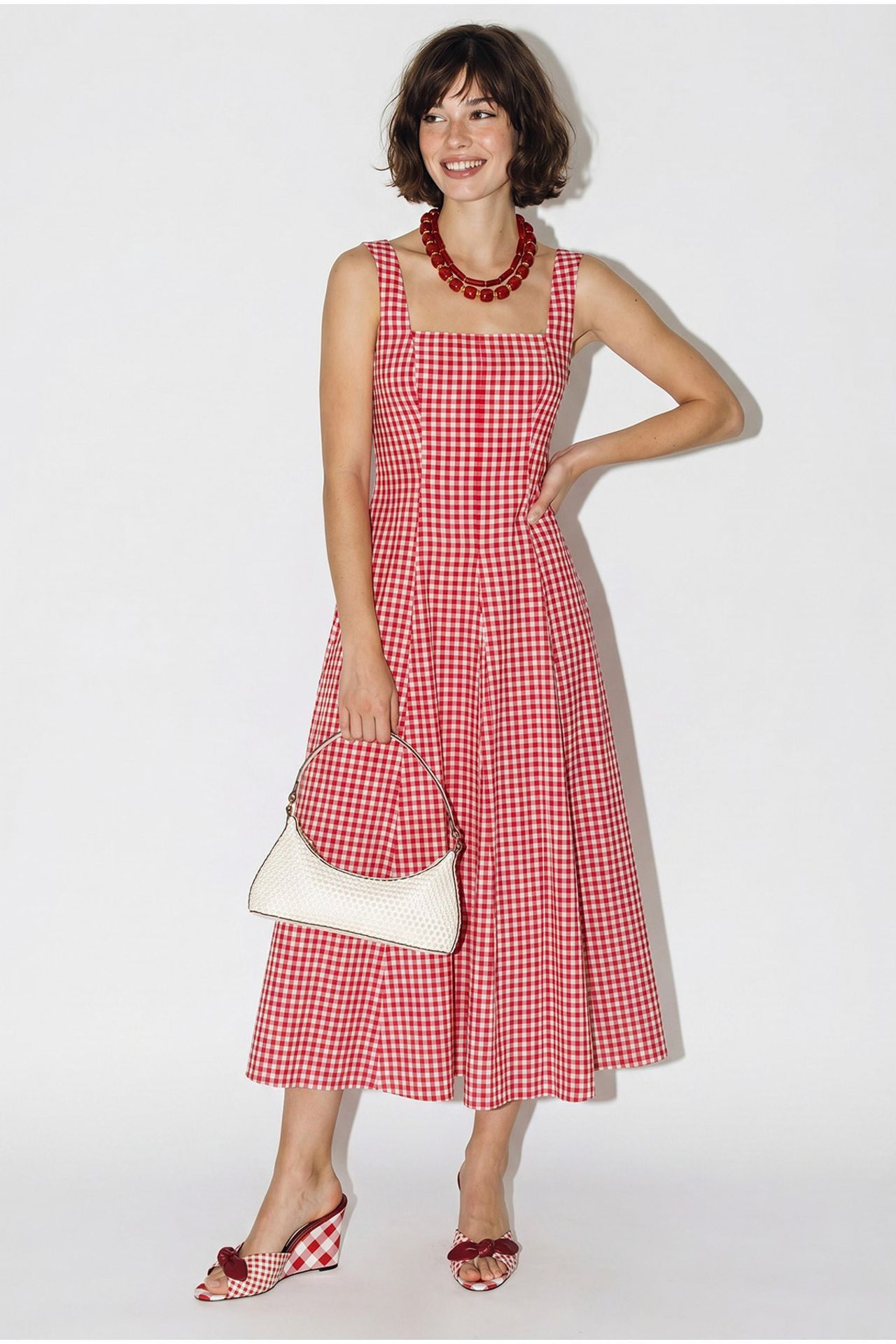 LUCCI Plaid Midi A-Line Dress 2