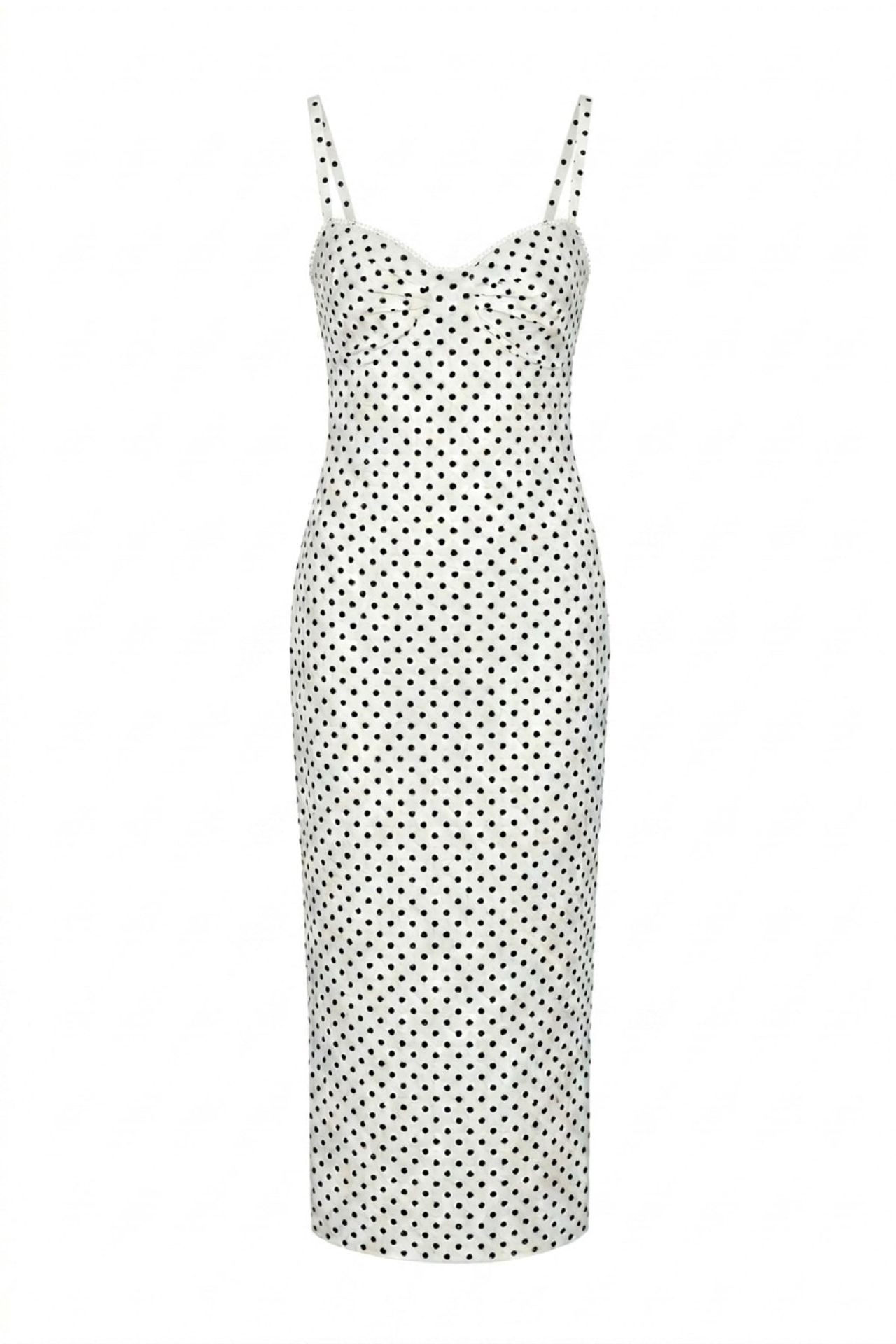 Mixray Strapless Polka Dot Bodycon Midi Dress 1