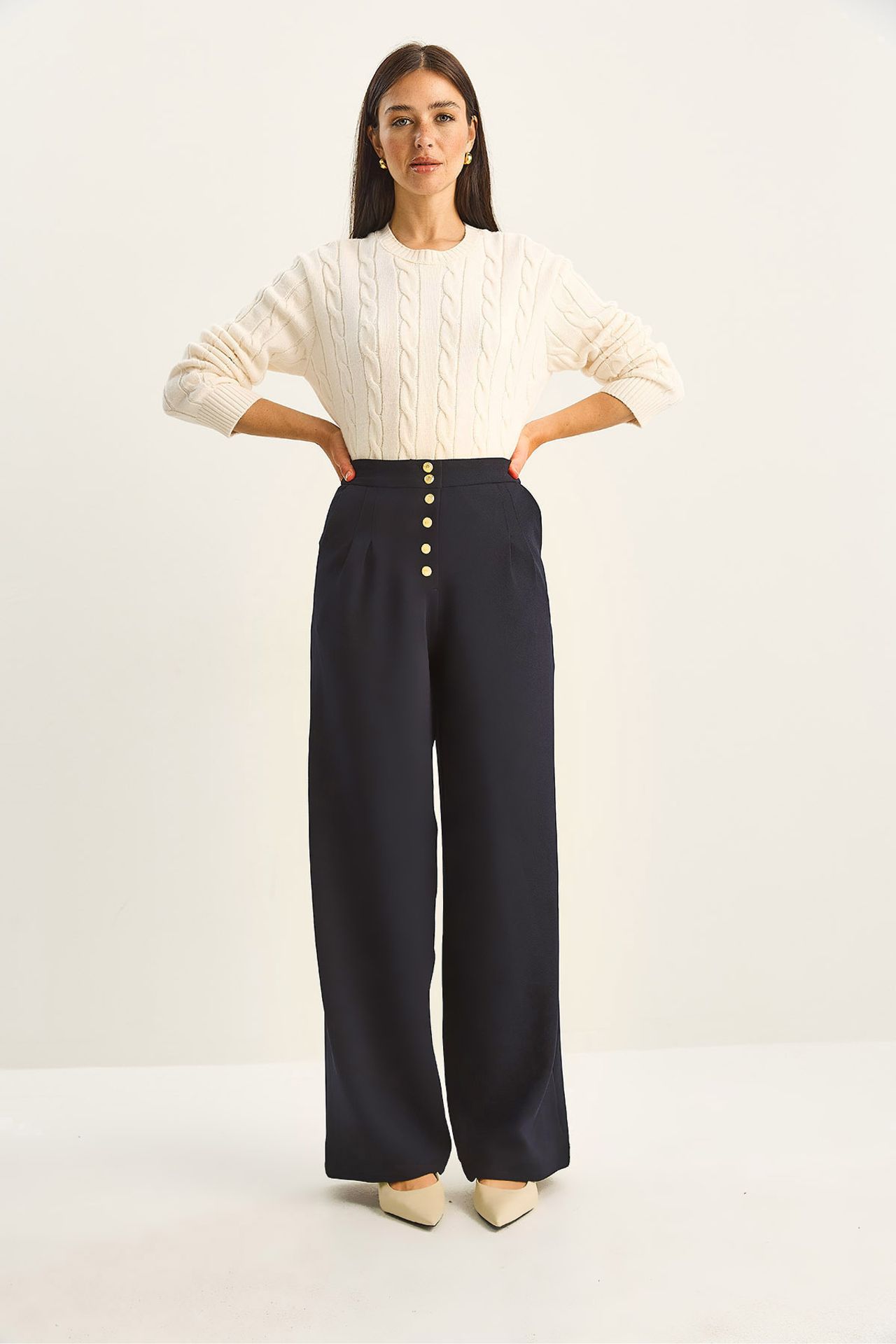 LUCCI High Waist Wide Leg Palazzo Pants 2