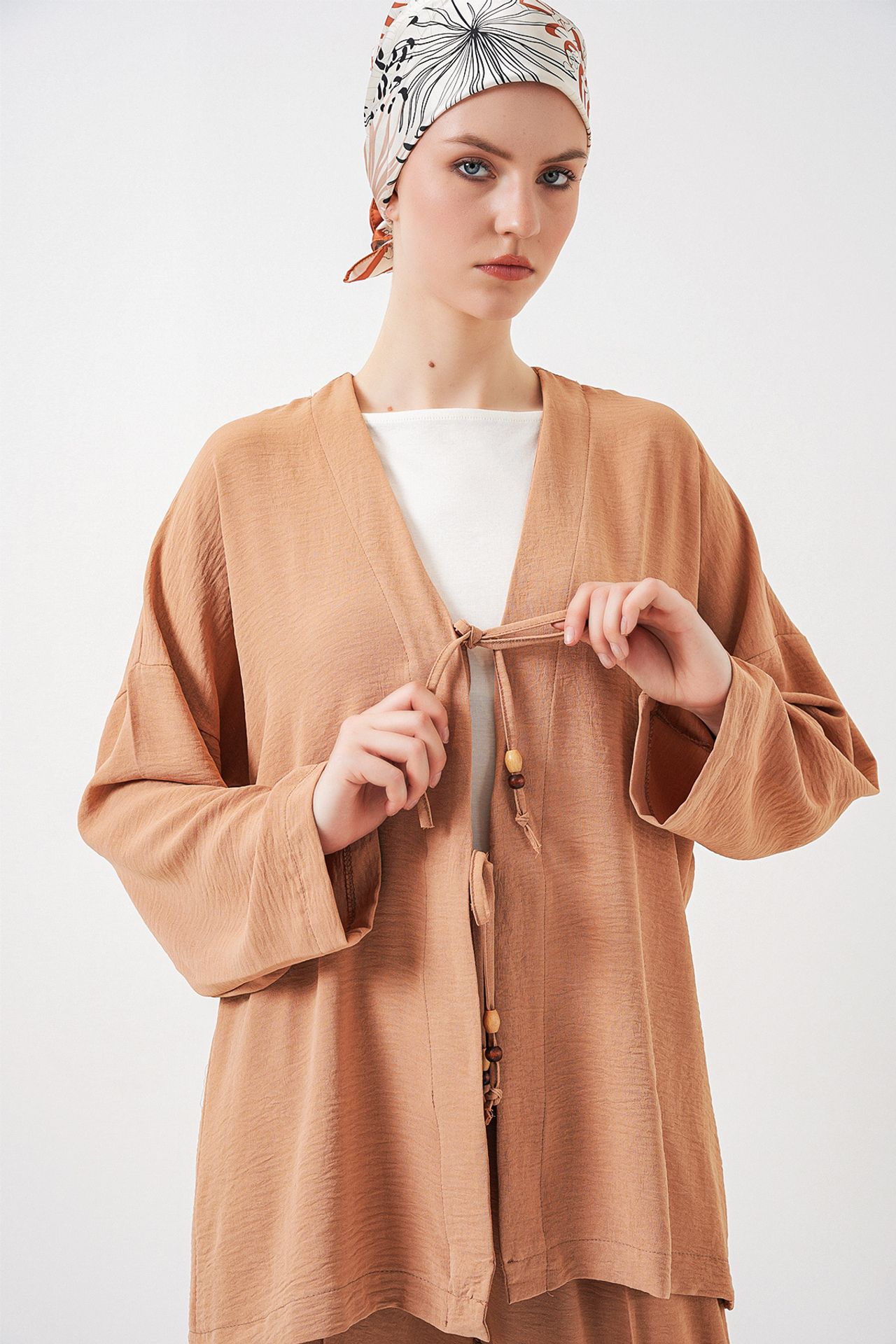 BDART Textured V-Neck Long Cardigan and Pants Set 2