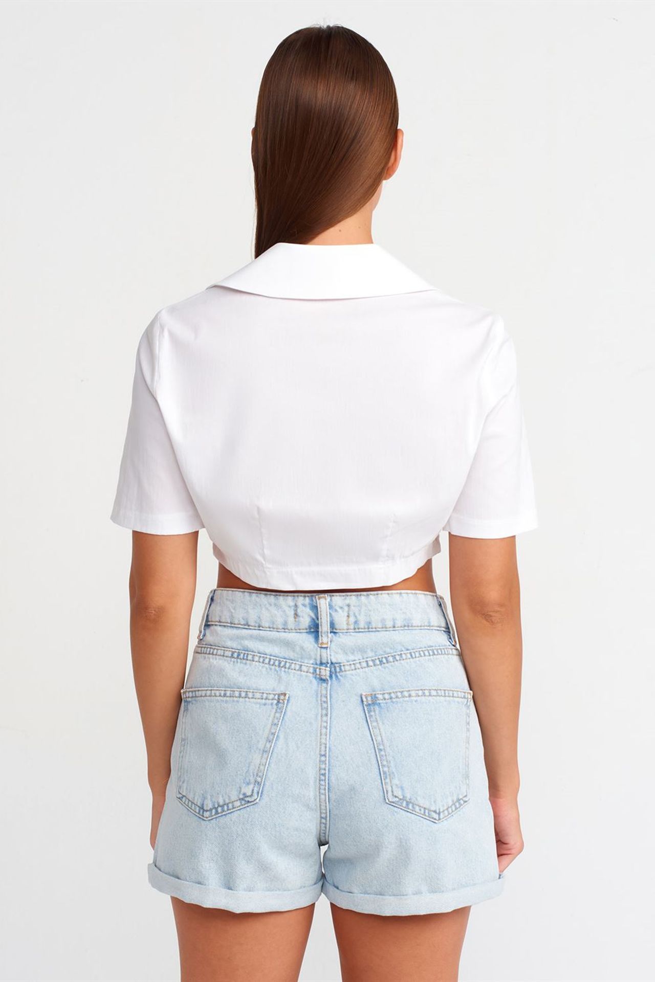 DILVIN Women's Cropped Poplin Shirt 2