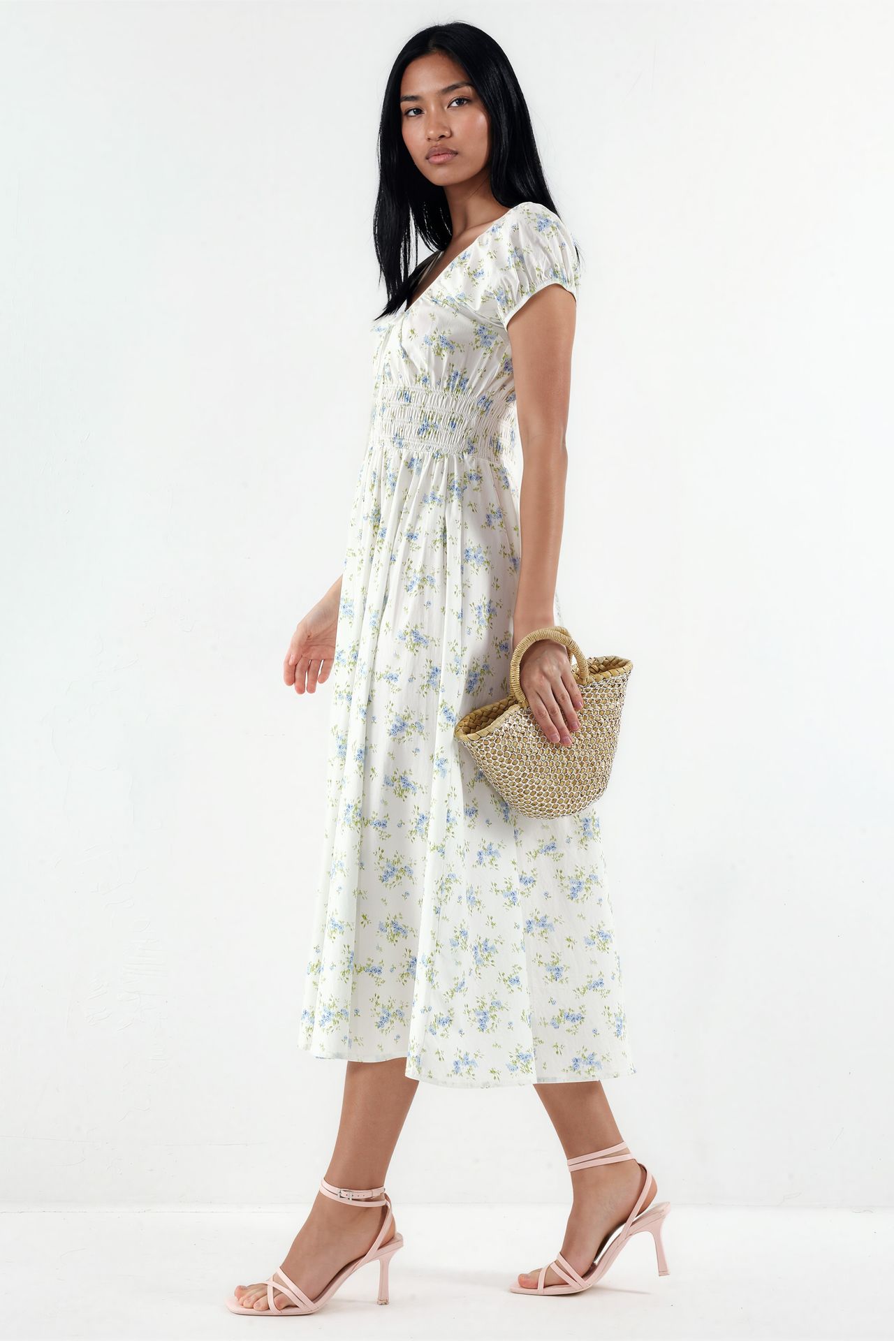 BUSEM Floral Cotton Poplin Midi Dress 2