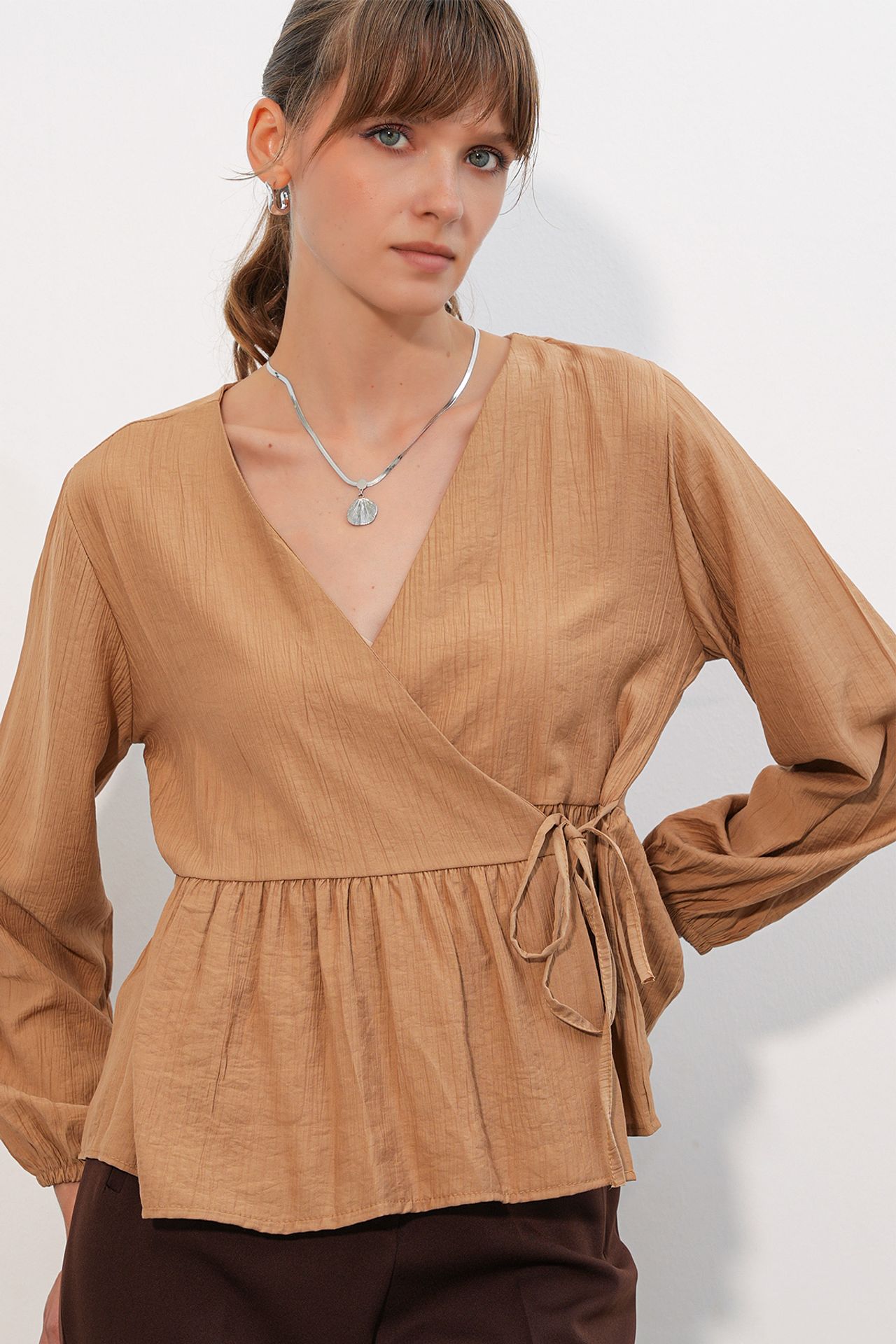 BDART V-Neck Tie Detail Crepe Wrap Blouse 3
