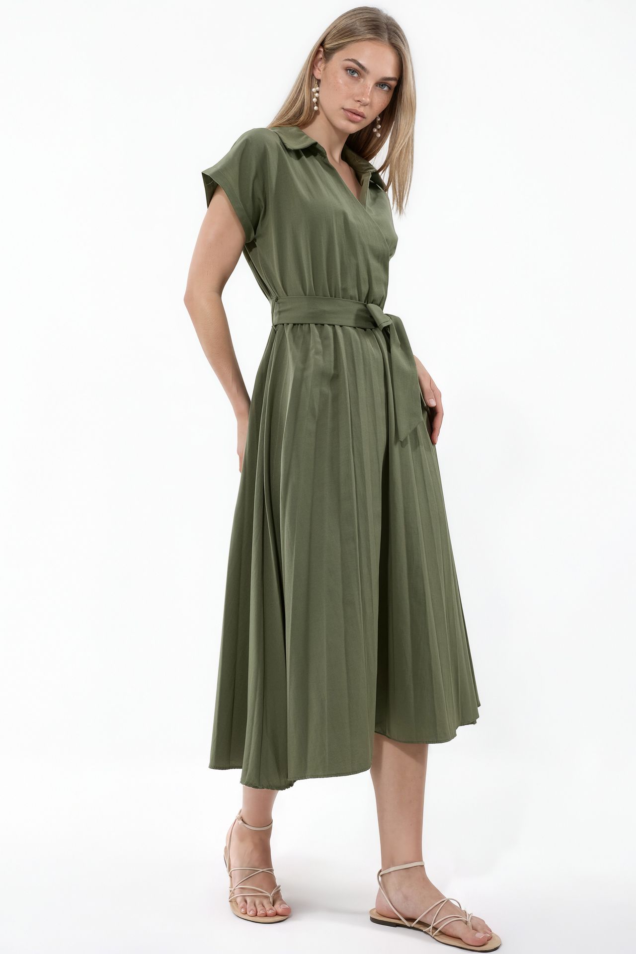 BUSEM Belted Wrap Midi Dress 2